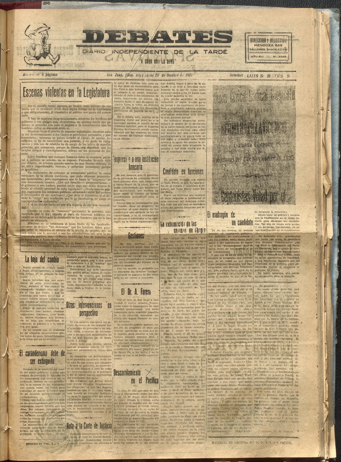 Portada · Diario Debates del 29 de octubre de 1923