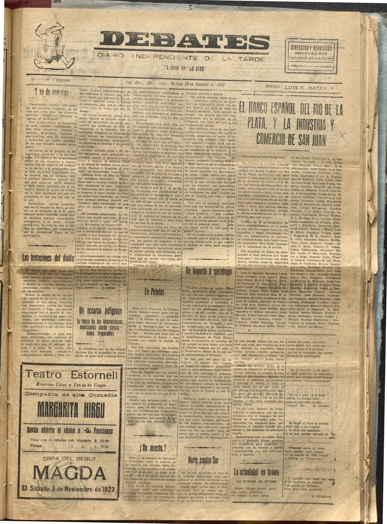 Portada · Diario Debates del 30 de octubre de 1923