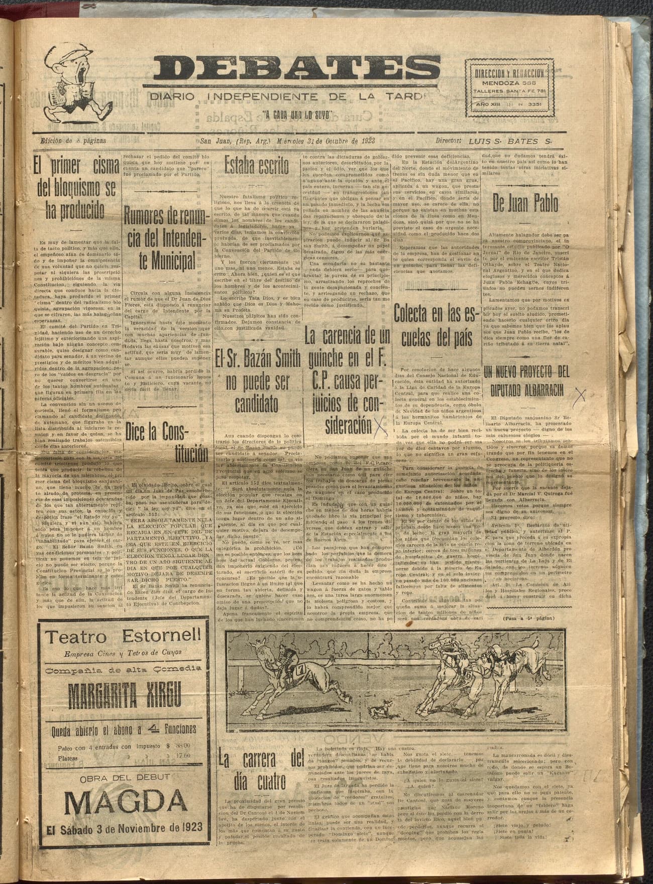Portada · Diario Debates del 31 de octubre de 1923