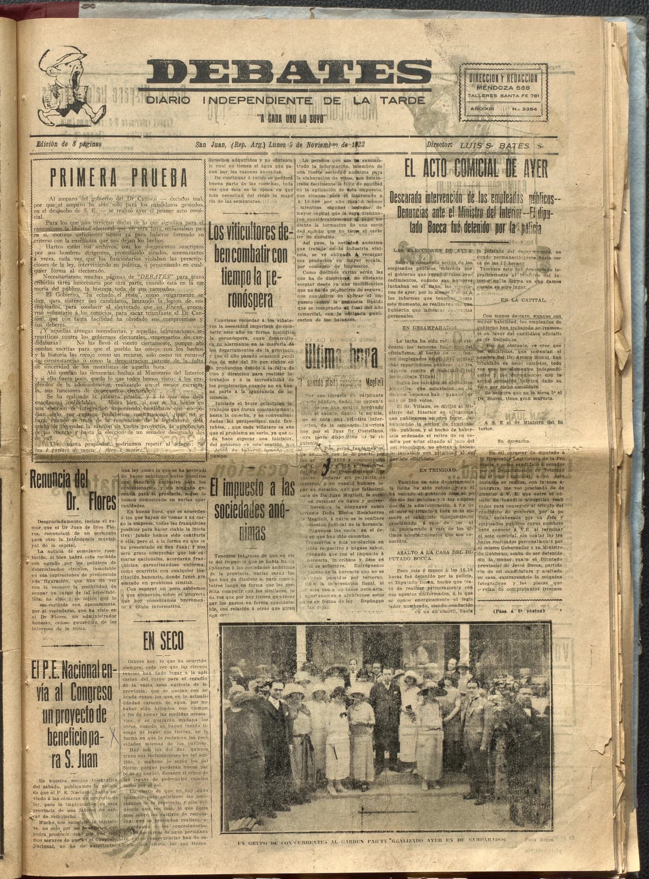 Portada · Diario Debates del 5 de noviembre de 1923