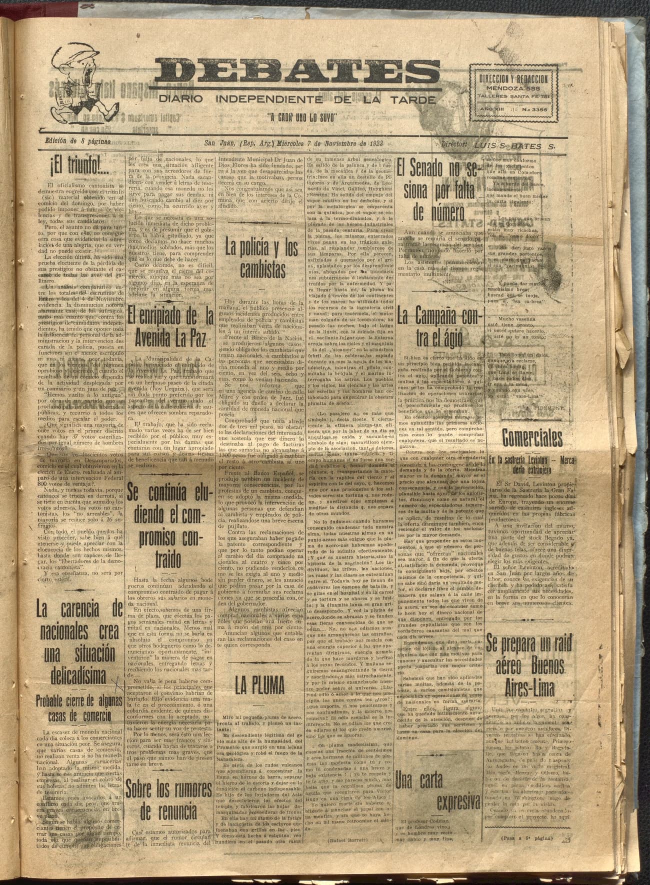 Portada · Diario Debates del 7 de noviembre de 1923