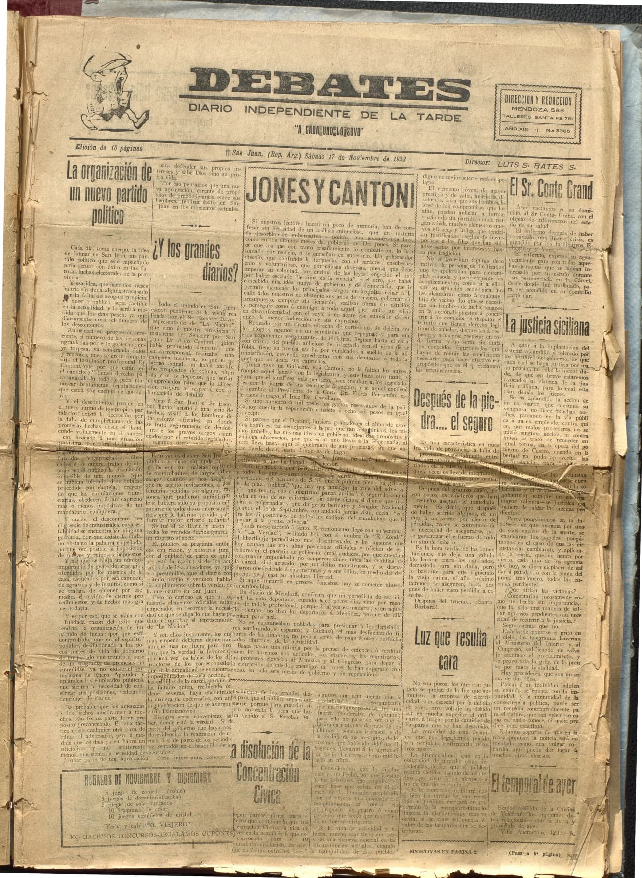 Portada · Diario Debates del 17 de noviembre de 1923