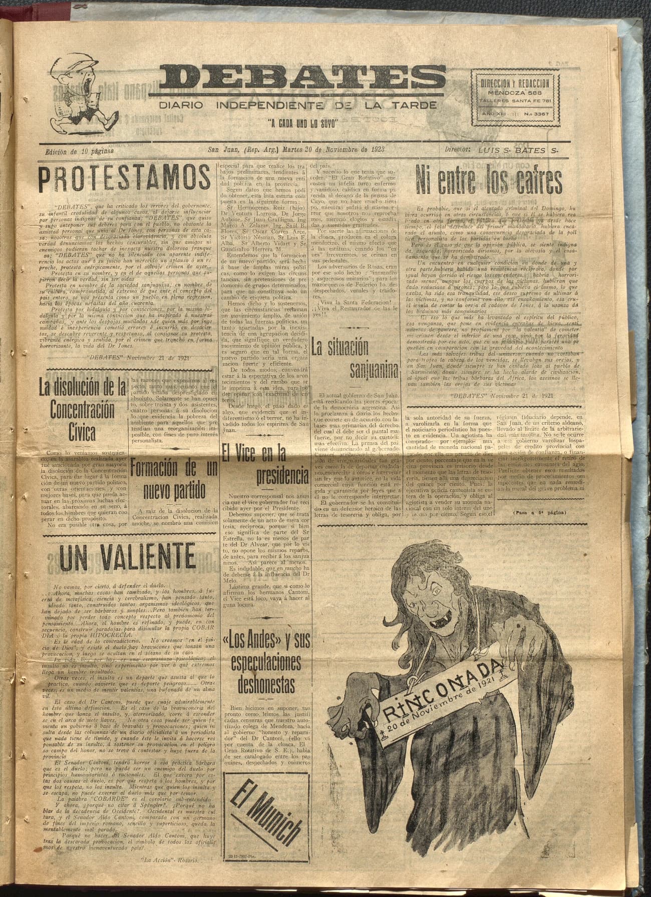 Portada · Diario Debates del 20 de noviembre de 1923