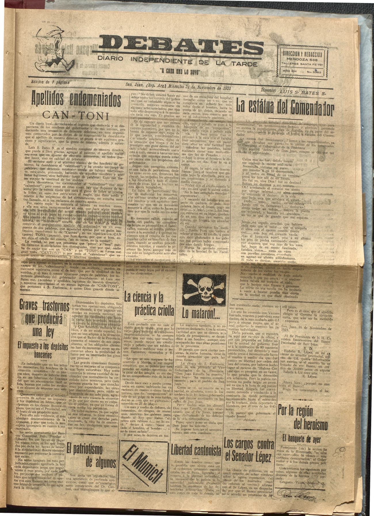 Portada · Diario Debates del 21 de noviembre de 1923