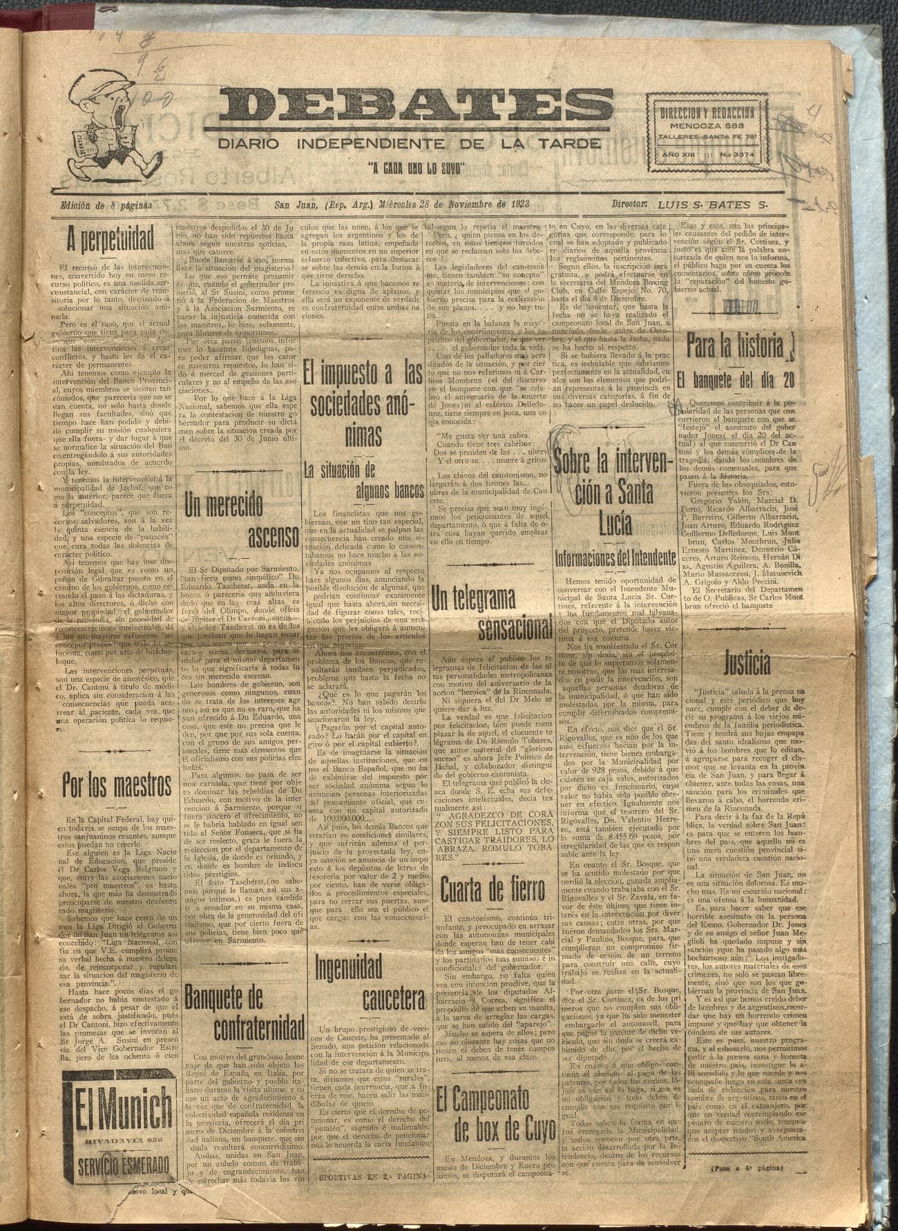Portada · Diario Debates del 28 de noviembre de 1923