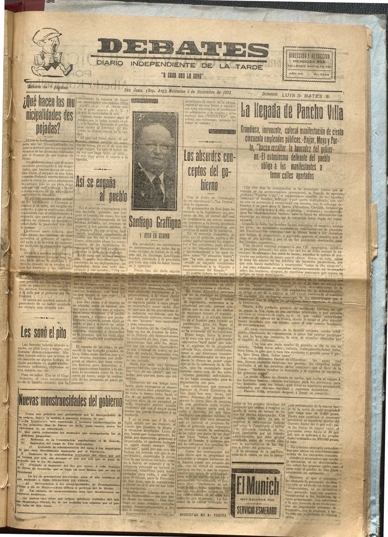 Portada · Diario Debates del 5 de diciembre de 1923