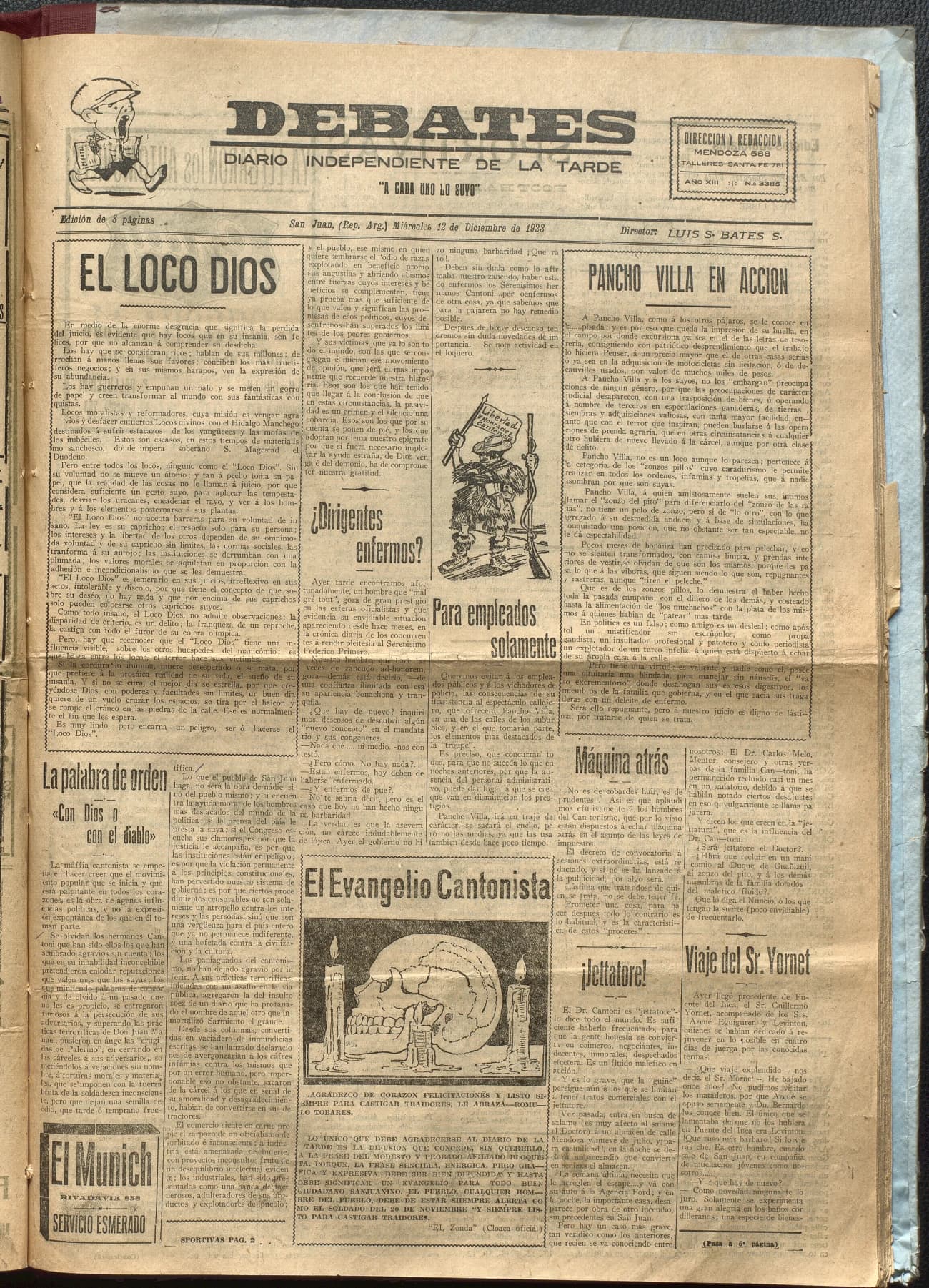 Portada · Diario Debates del 12 de diciembre de 1923