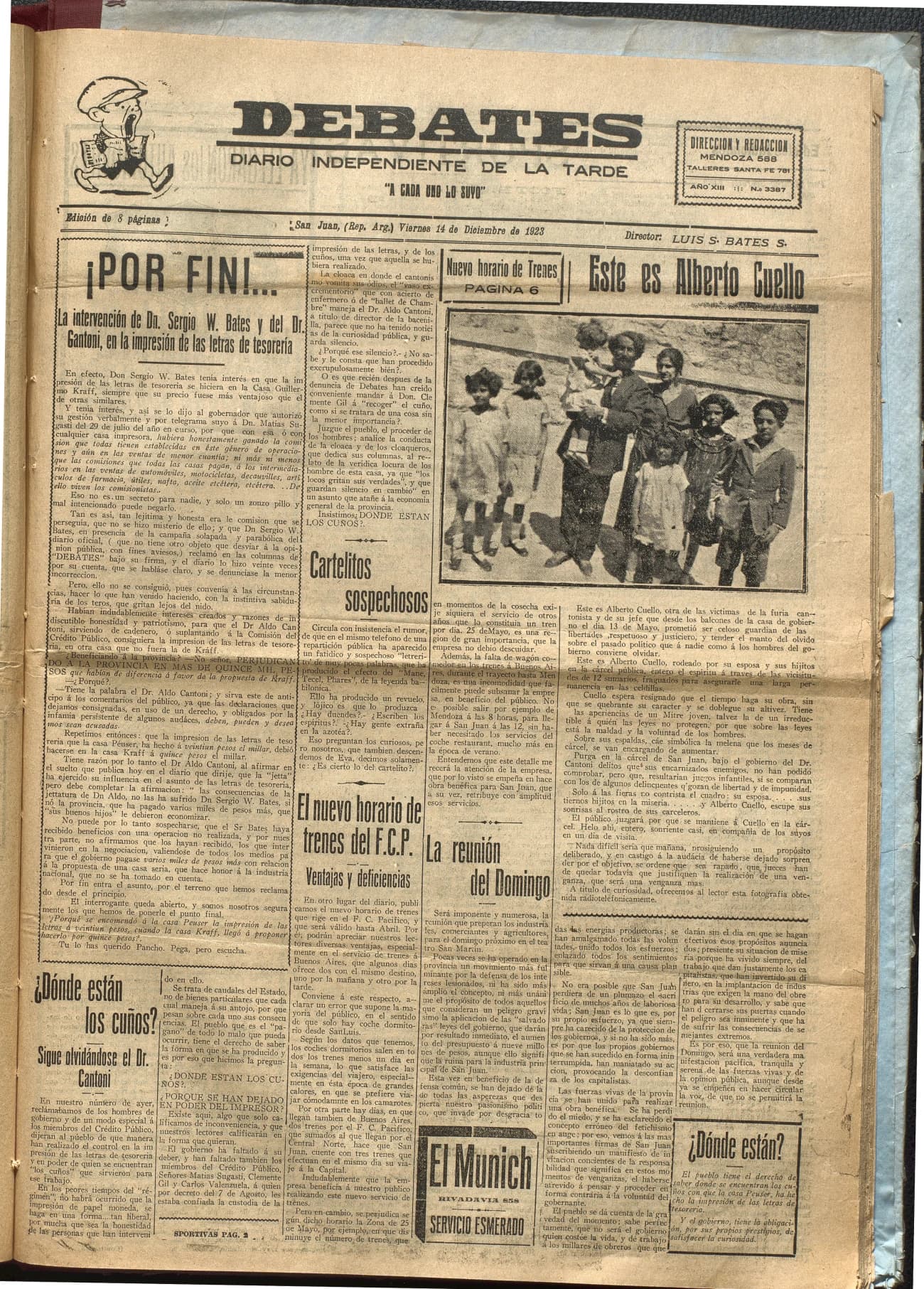 Portada · Diario Debates del 14 de diciembre de 1923