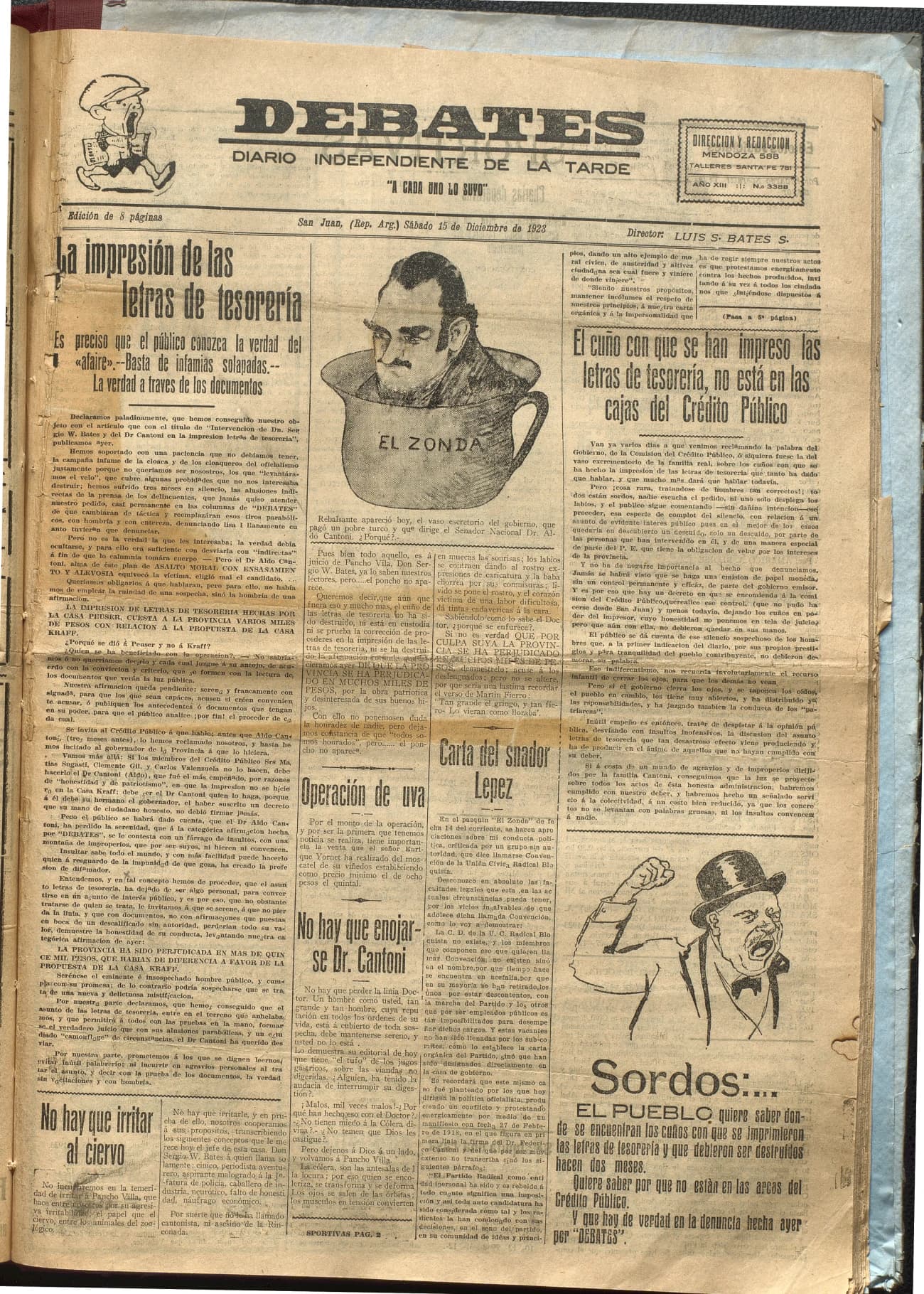 Portada · Diario Debates del 15 de diciembre de 1923