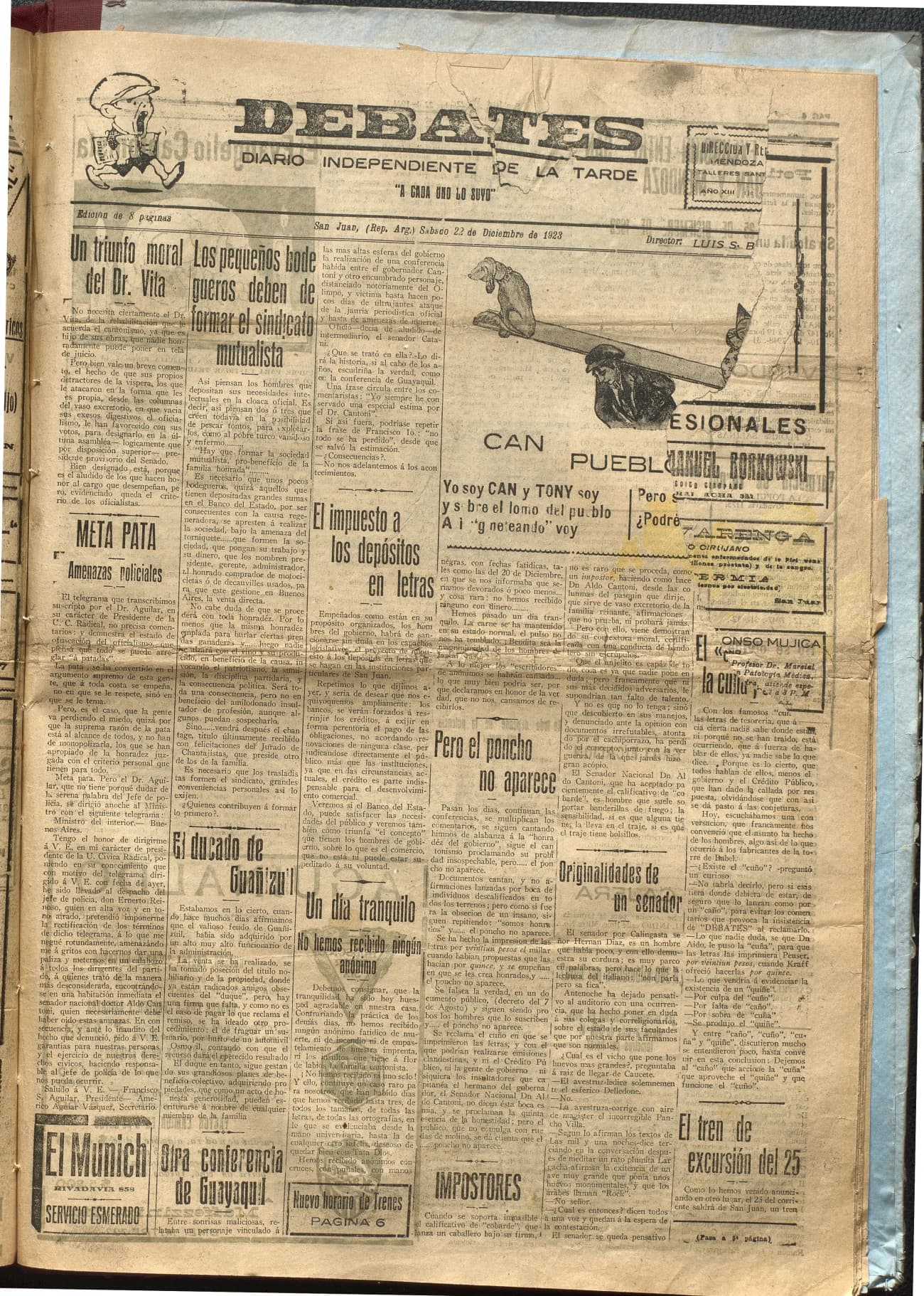 Portada · Diario Debates del 22 de diciembre de 1923