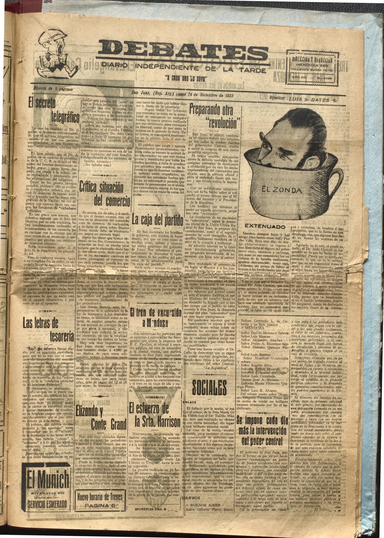 Portada · Diario Debates del 24 de diciembre de 1923