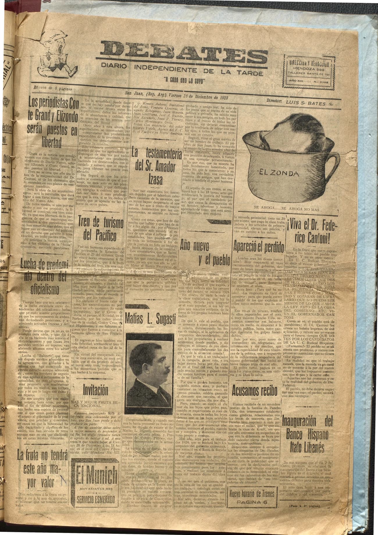 Portada · Diario Debates del 28 de diciembre de 1923