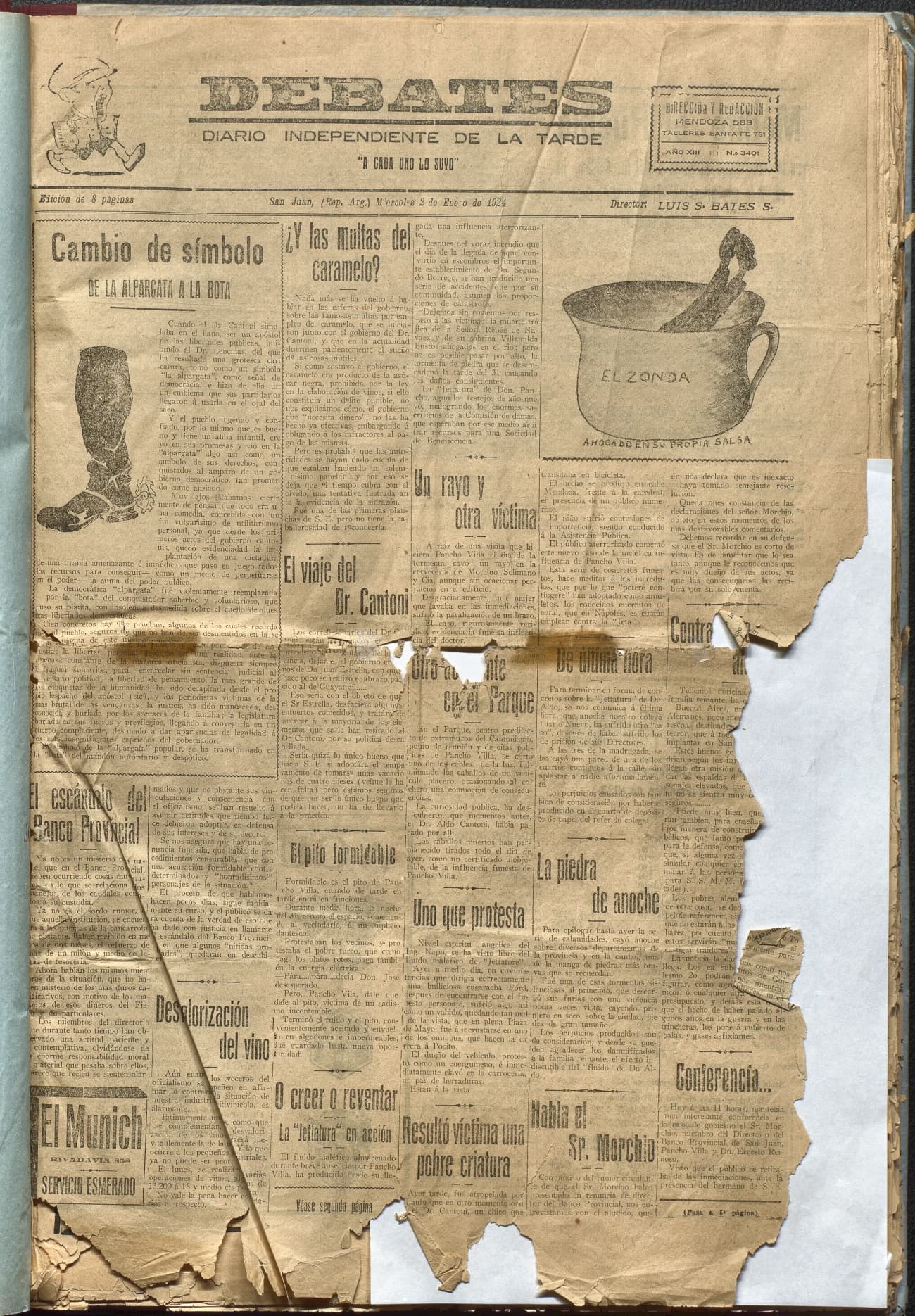 Portada · Diario Debates del 2 de enero de 1924
