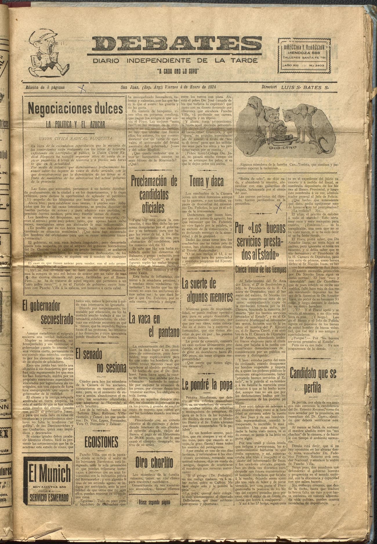 Portada · Diario Debates del 4 de enero de 1924