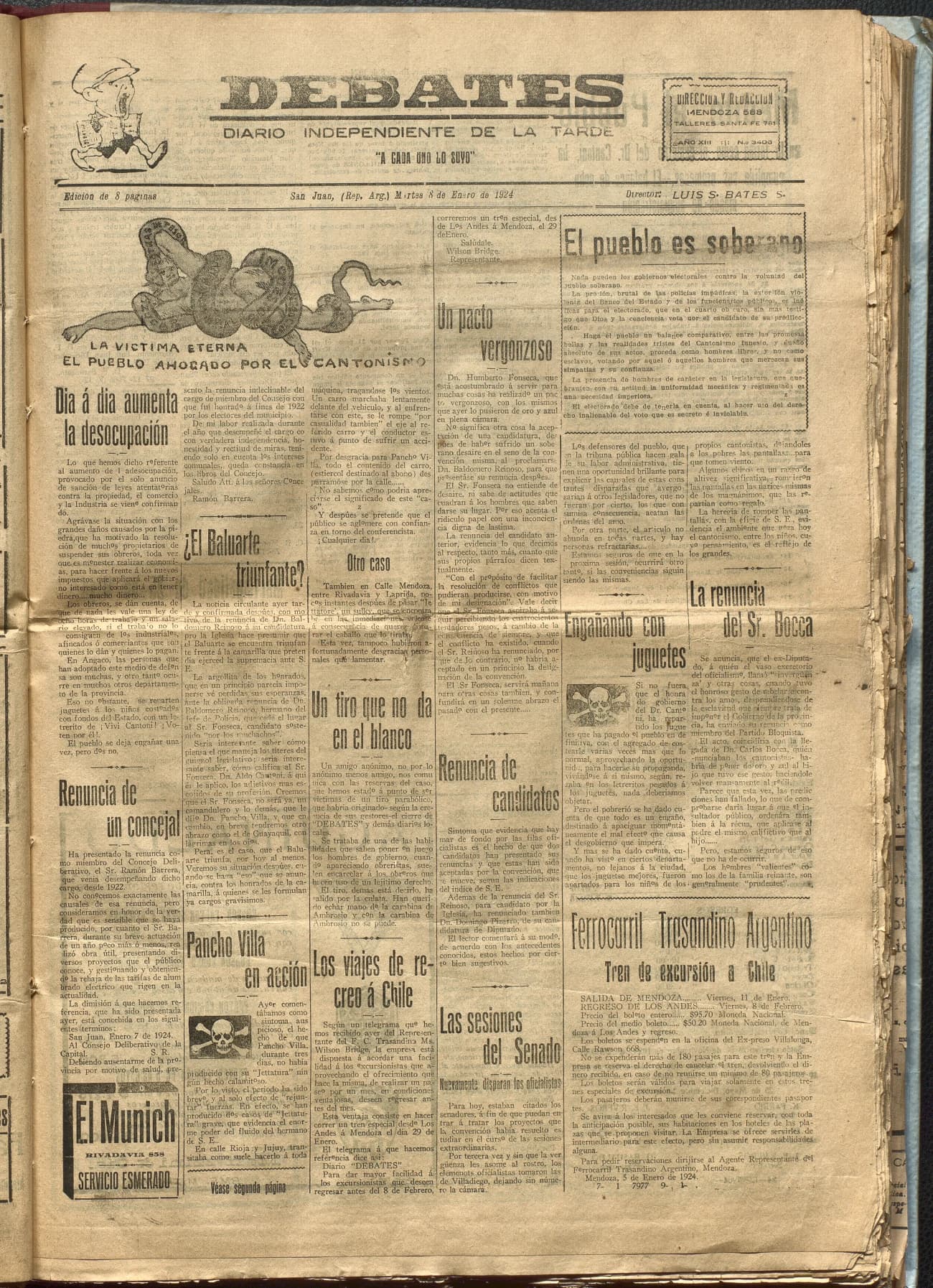 Portada · Diario Debates del 8 de enero de 1924