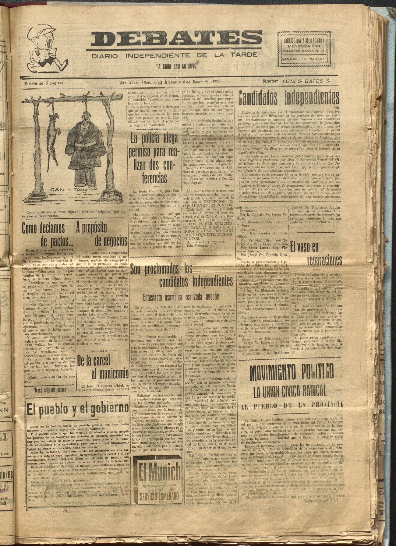 Portada · Diario Debates del 9 de enero de 1924