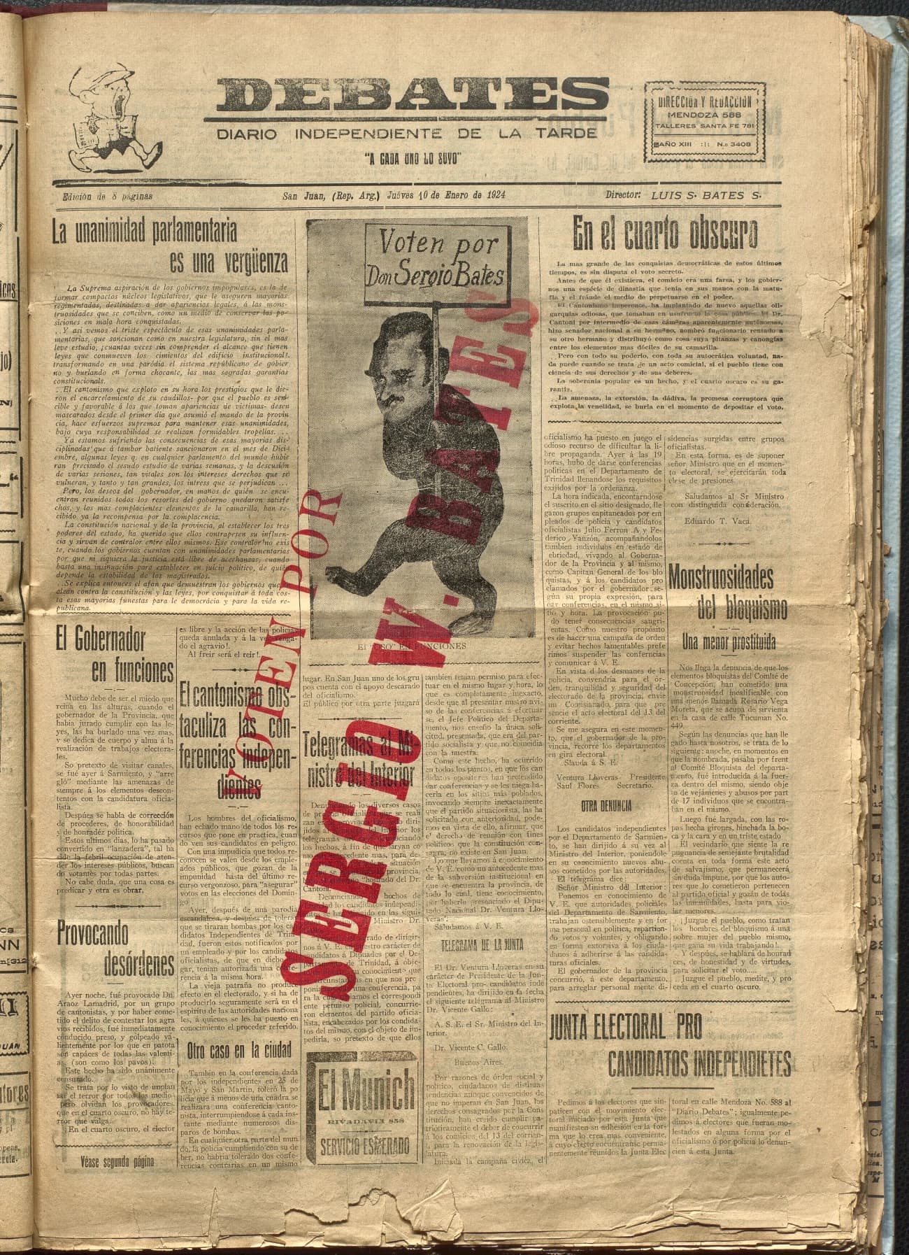Portada · Diario Debates del 10 de enero de 1924