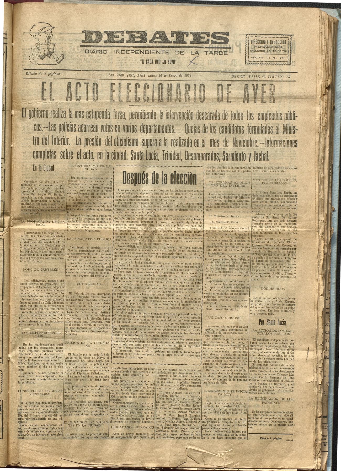 Portada · Diario Debates del 14 de enero de 1924