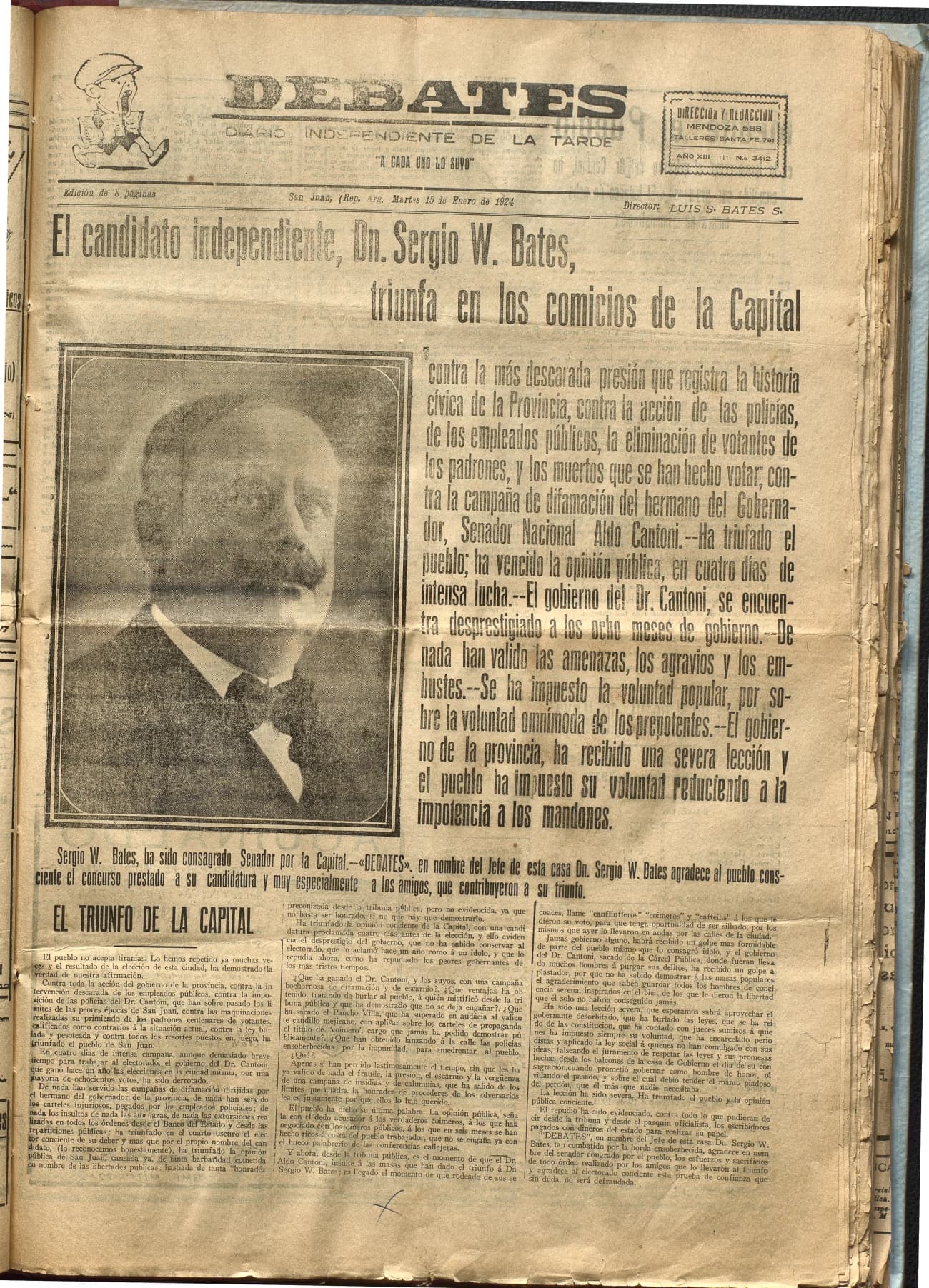 Portada · Diario Debates del 15 de enero de 1924