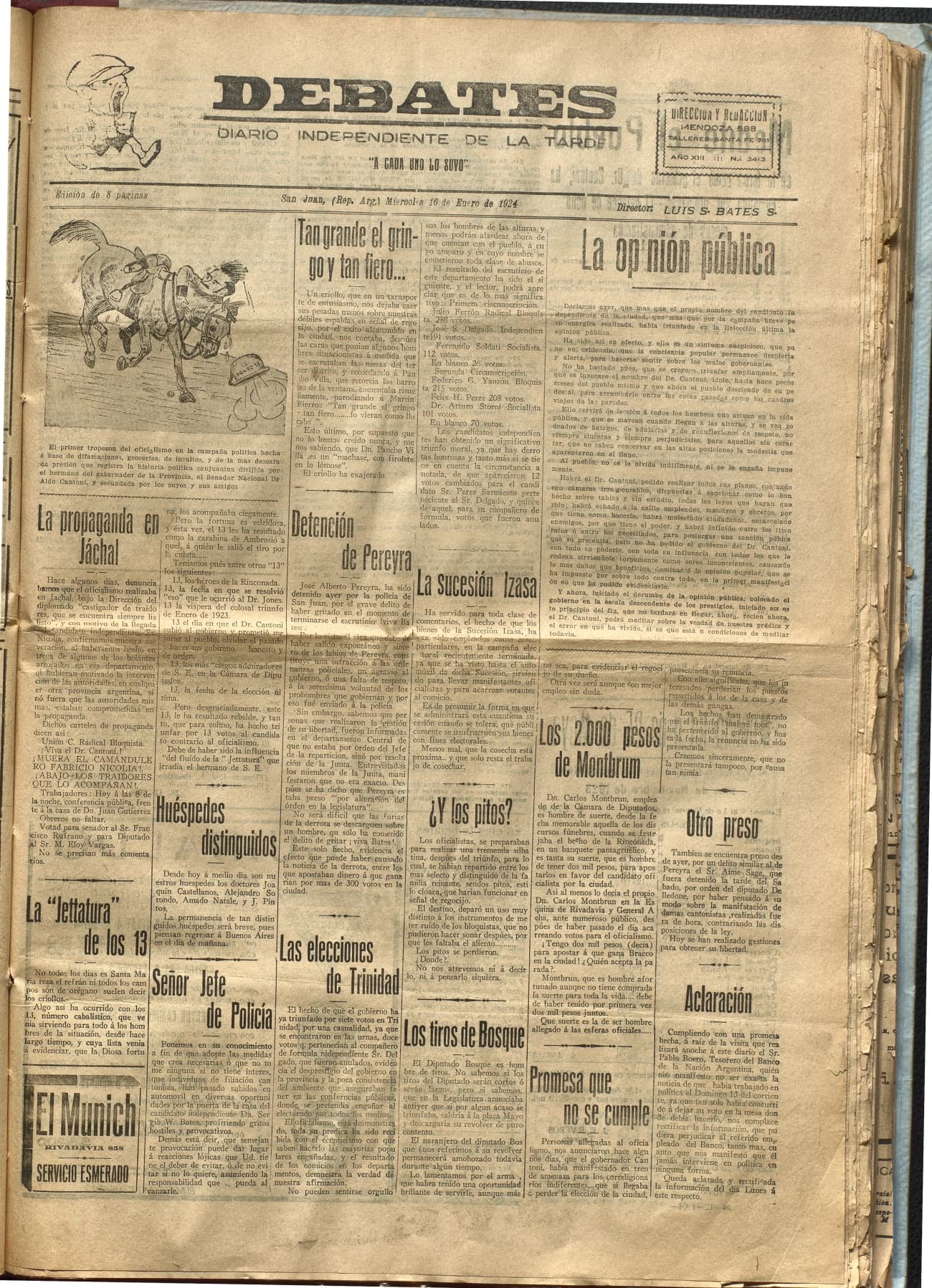 Portada · Diario Debates del 16 de enero de 1924