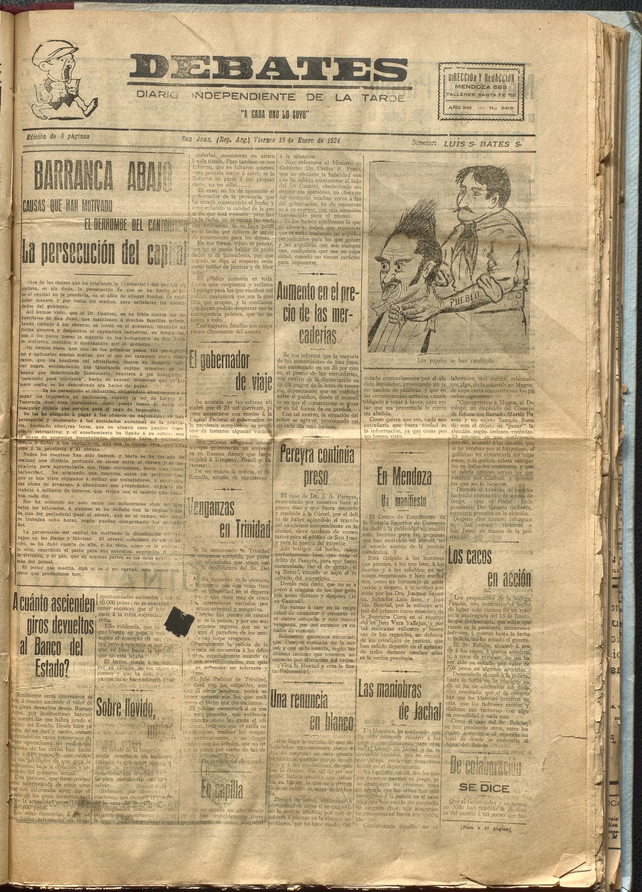 Portada · Diario Debates del 18 de enero de 1924