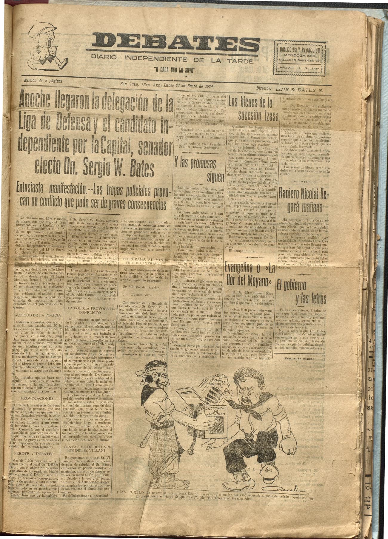 Portada · Diario Debates del 21 de enero de 1924