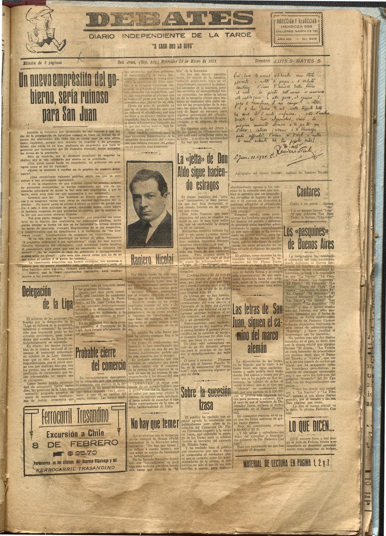 Portada · Diario Debates del 23 de enero de 1924