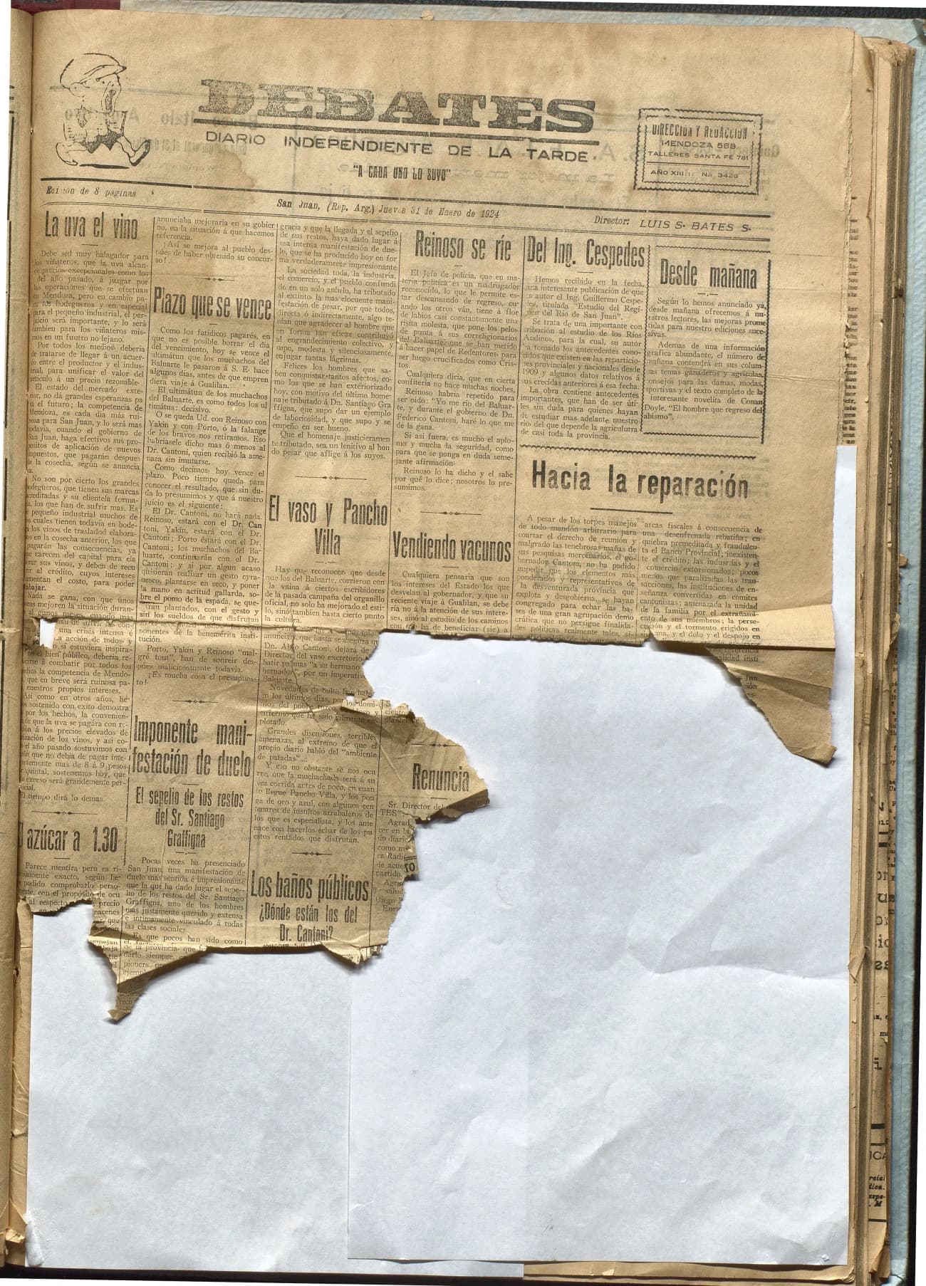 Portada · Diario Debates del 31 de enero de 1924