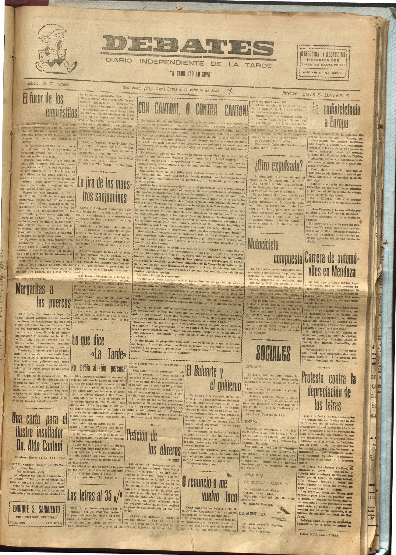 Portada · Diario Debates del 4 de febrero de 1924