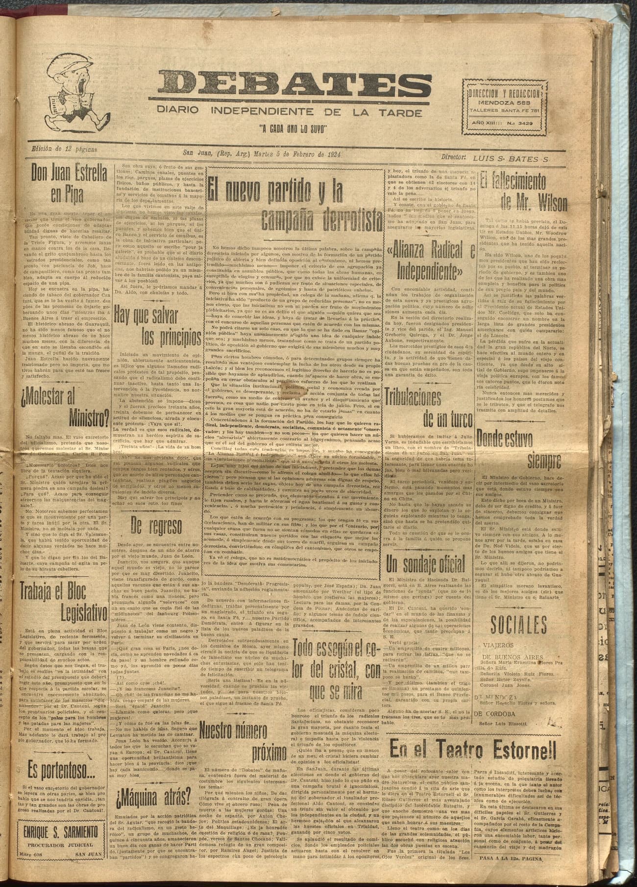 Portada · Diario Debates del 5 de febrero de 1924