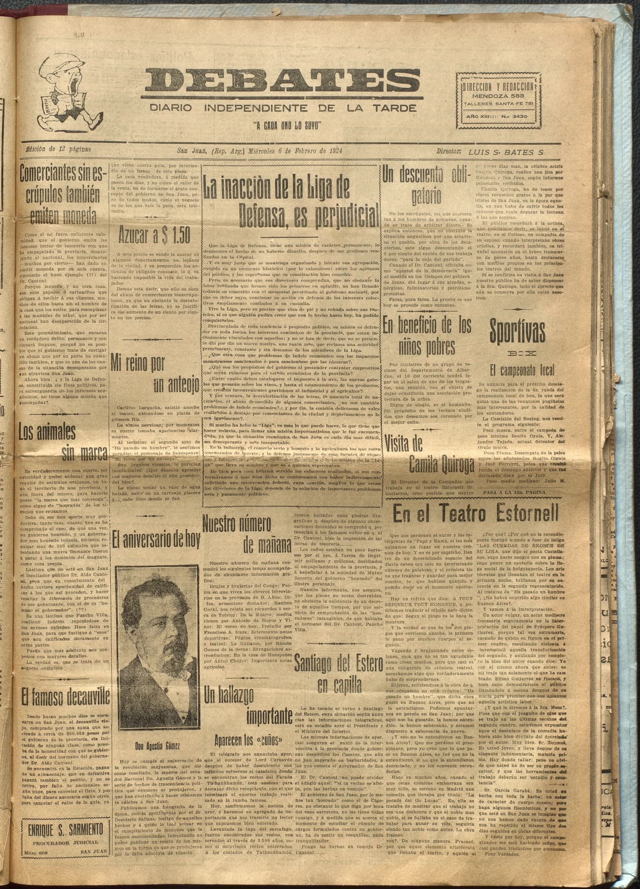 Portada · Diario Debates del 6 de febrero de 1924
