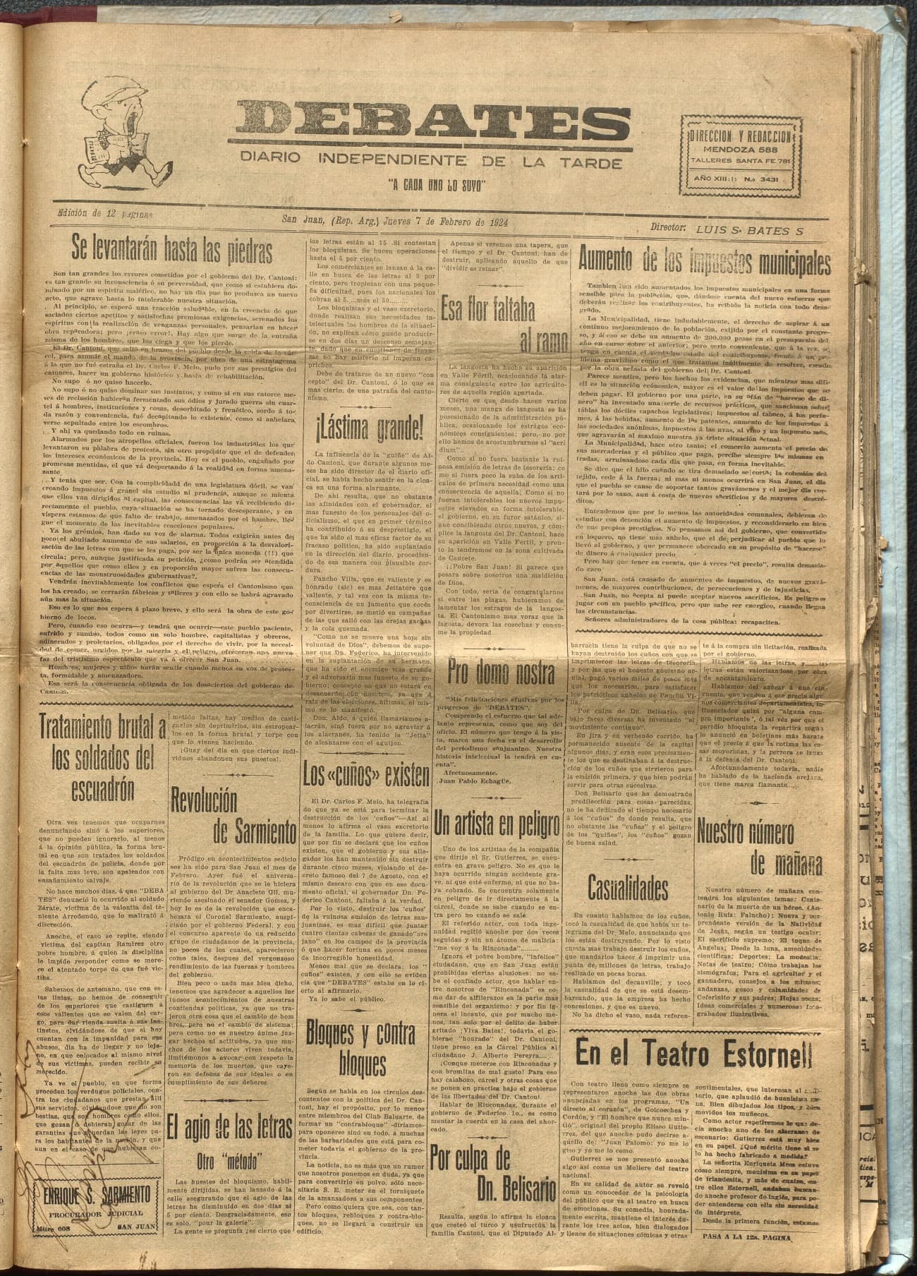 Portada · Diario Debates del 7 de febrero de 1924