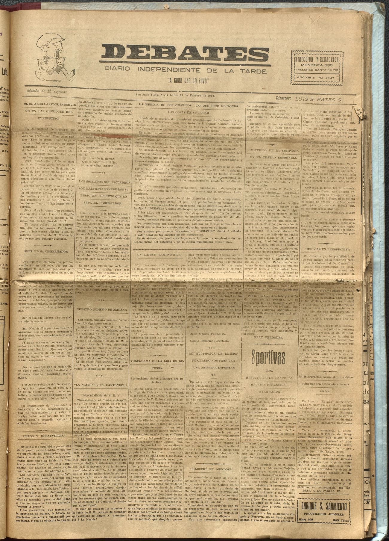 Portada · Diario Debates del 11 de febrero de 1924