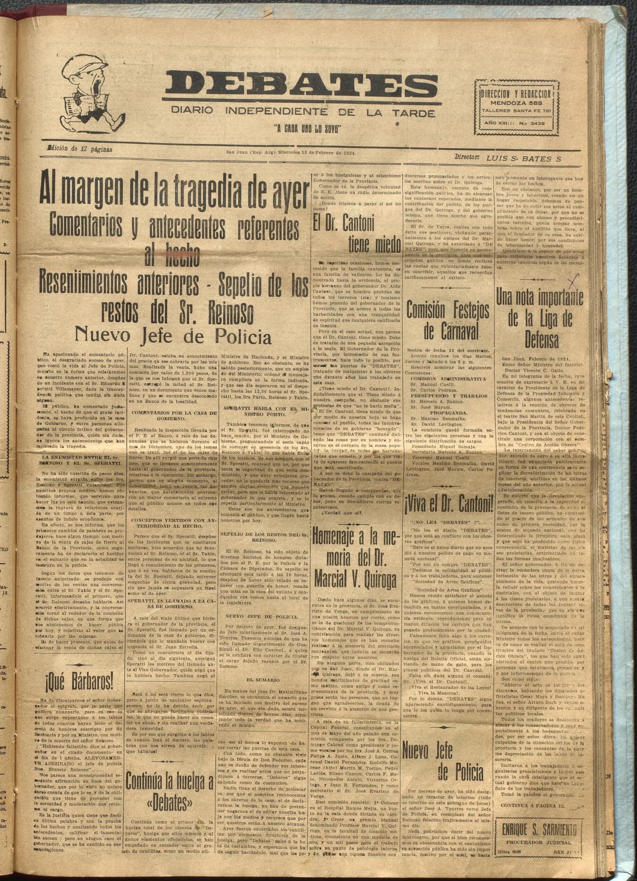 Portada · Diario Debates del 13 de febrero de 1924