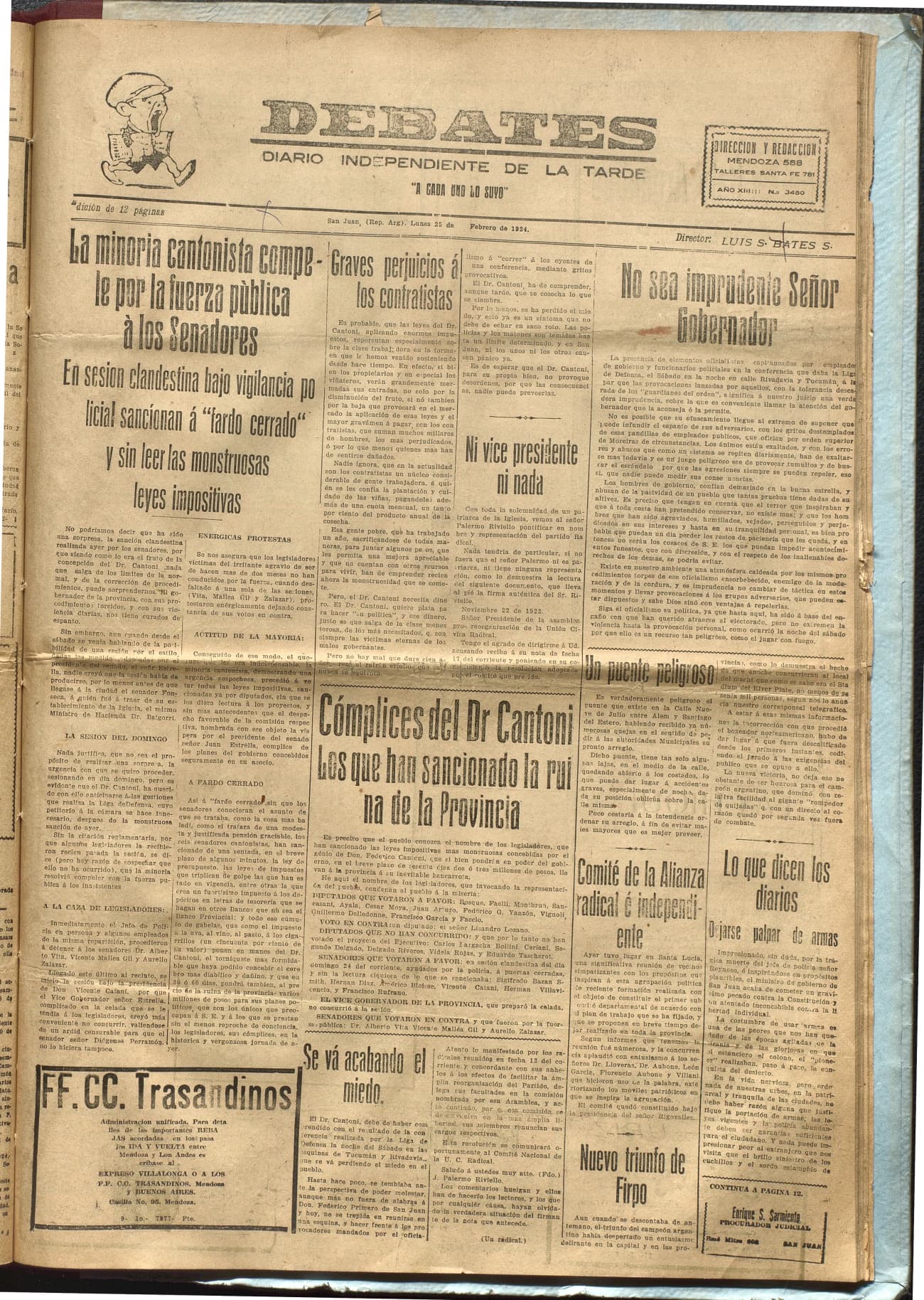 Portada · Diario Debates del 25 de febrero de 1924