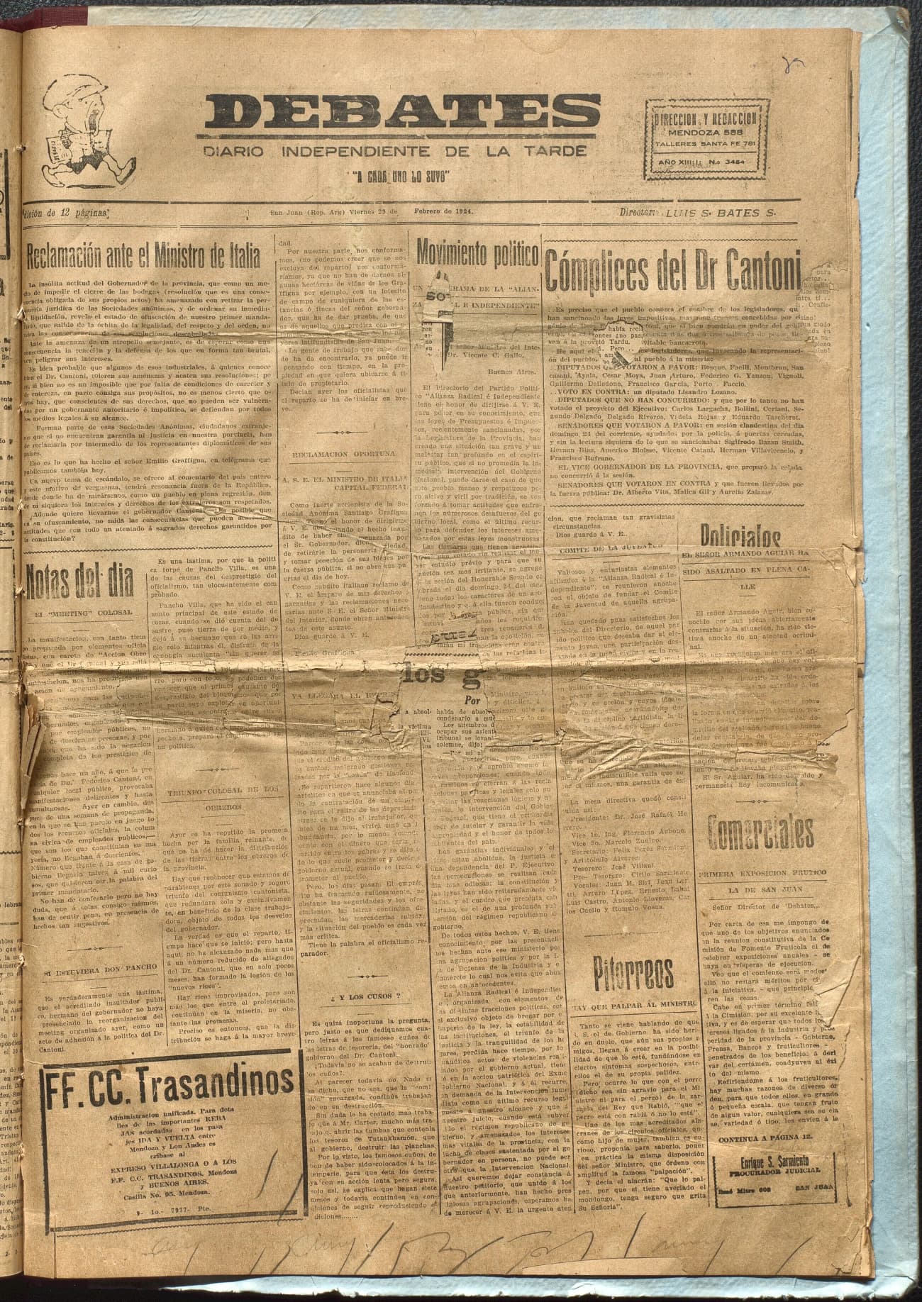 Portada · Diario Debates del 29 de febrero de 1924