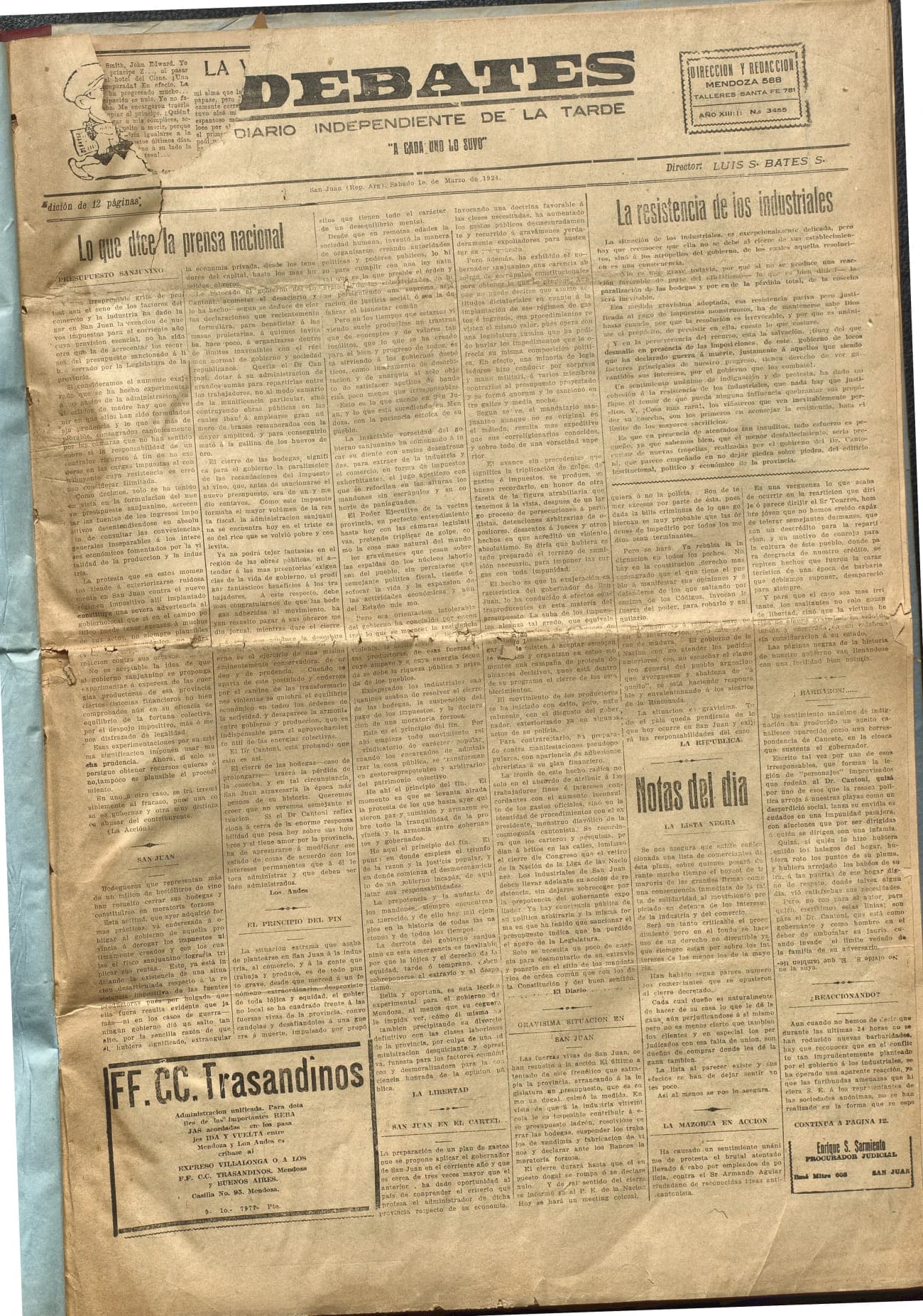 Portada · Diario Debates del 1 de marzo de 1924