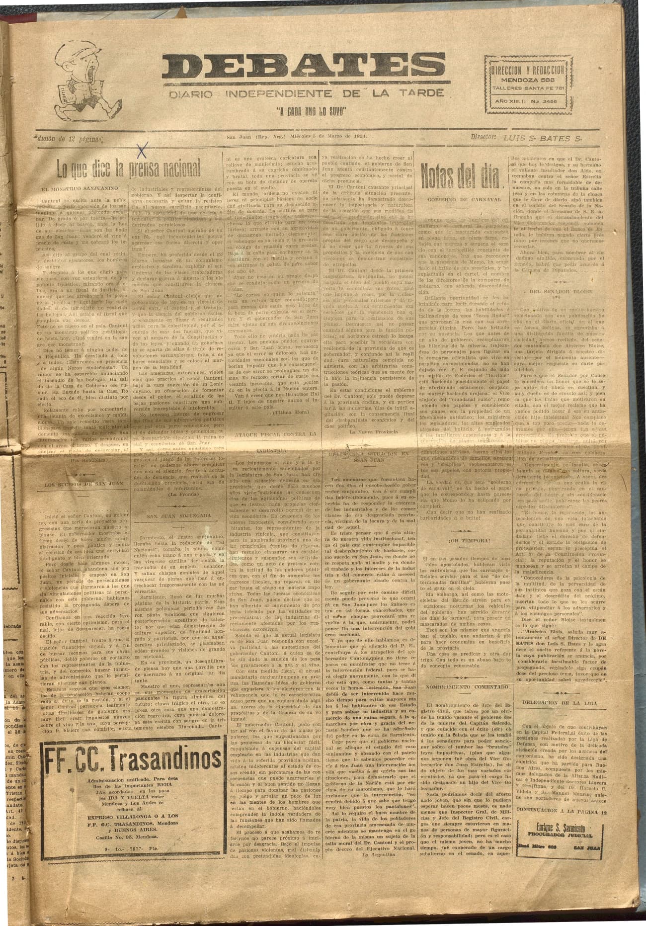 Portada · Diario Debates del 5 de marzo de 1924