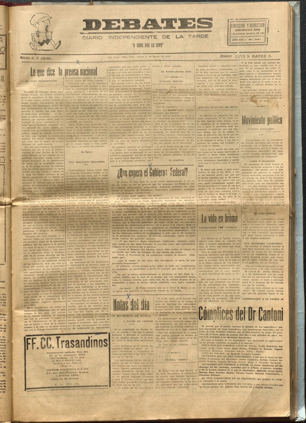 Portada · Diario Debates del 6 de marzo de 1924