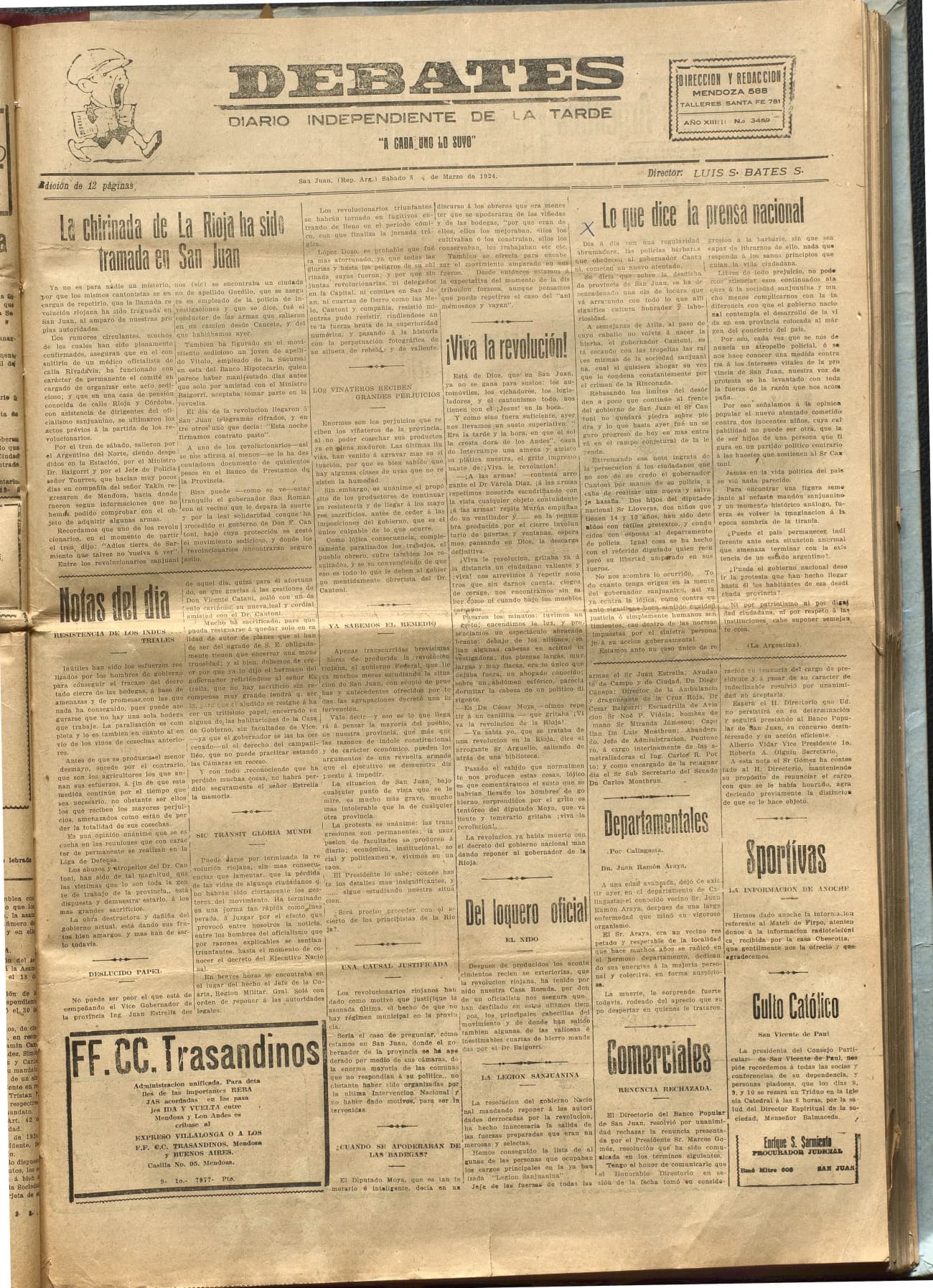 Portada · Diario Debates del 8 de marzo de 1924