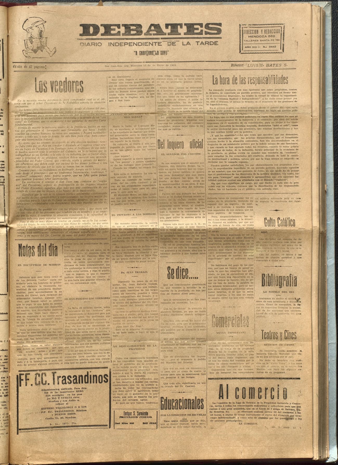 Portada · Diario Debates del 12 de marzo de 1924