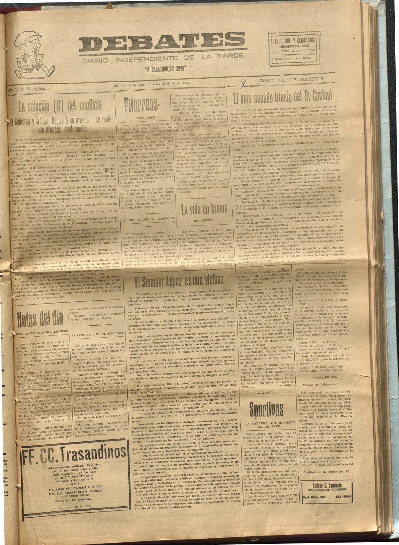 Portada · Diario Debates del 17 de marzo de 1924