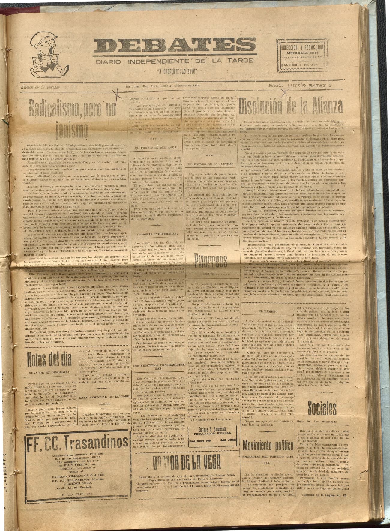 Portada · Diario Debates del 24 de marzo de 1924
