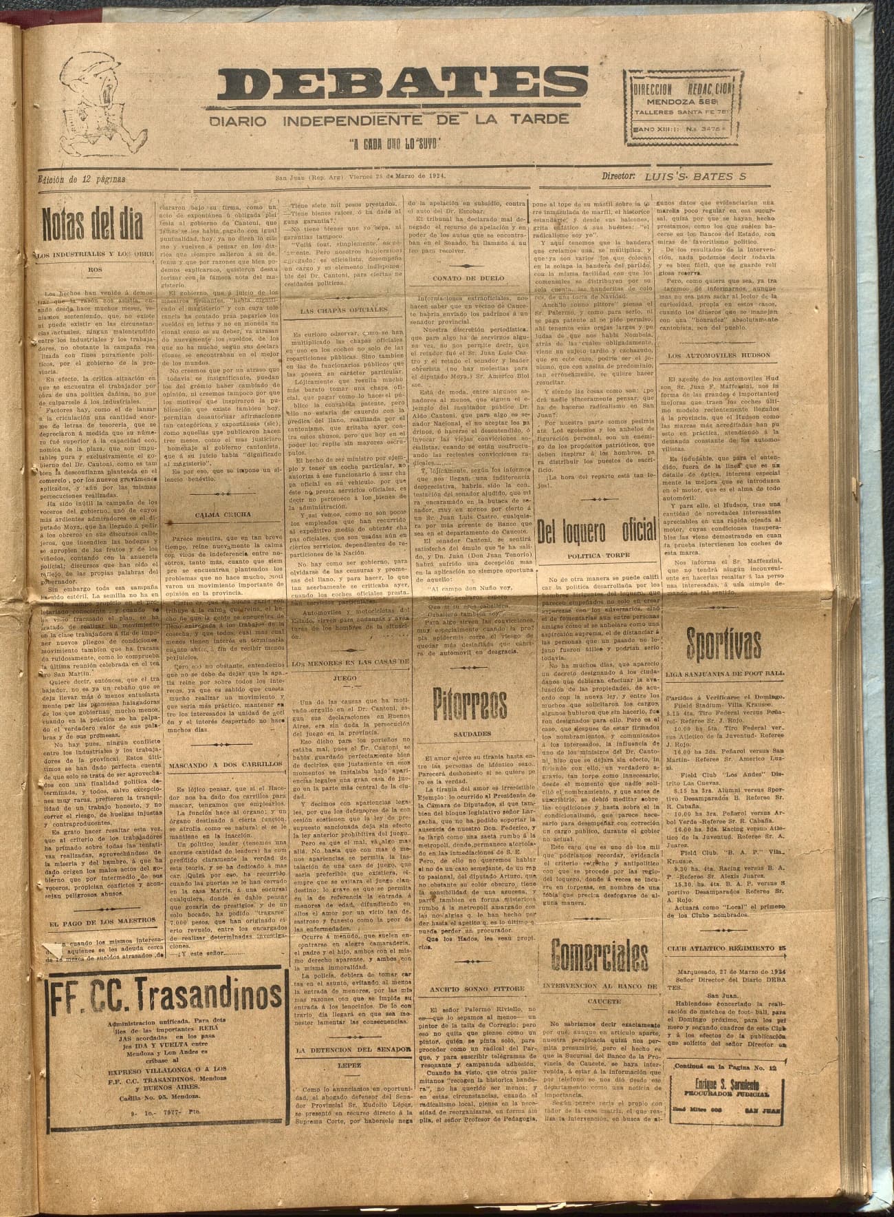 Portada · Diario Debates del 28 de marzo de 1924
