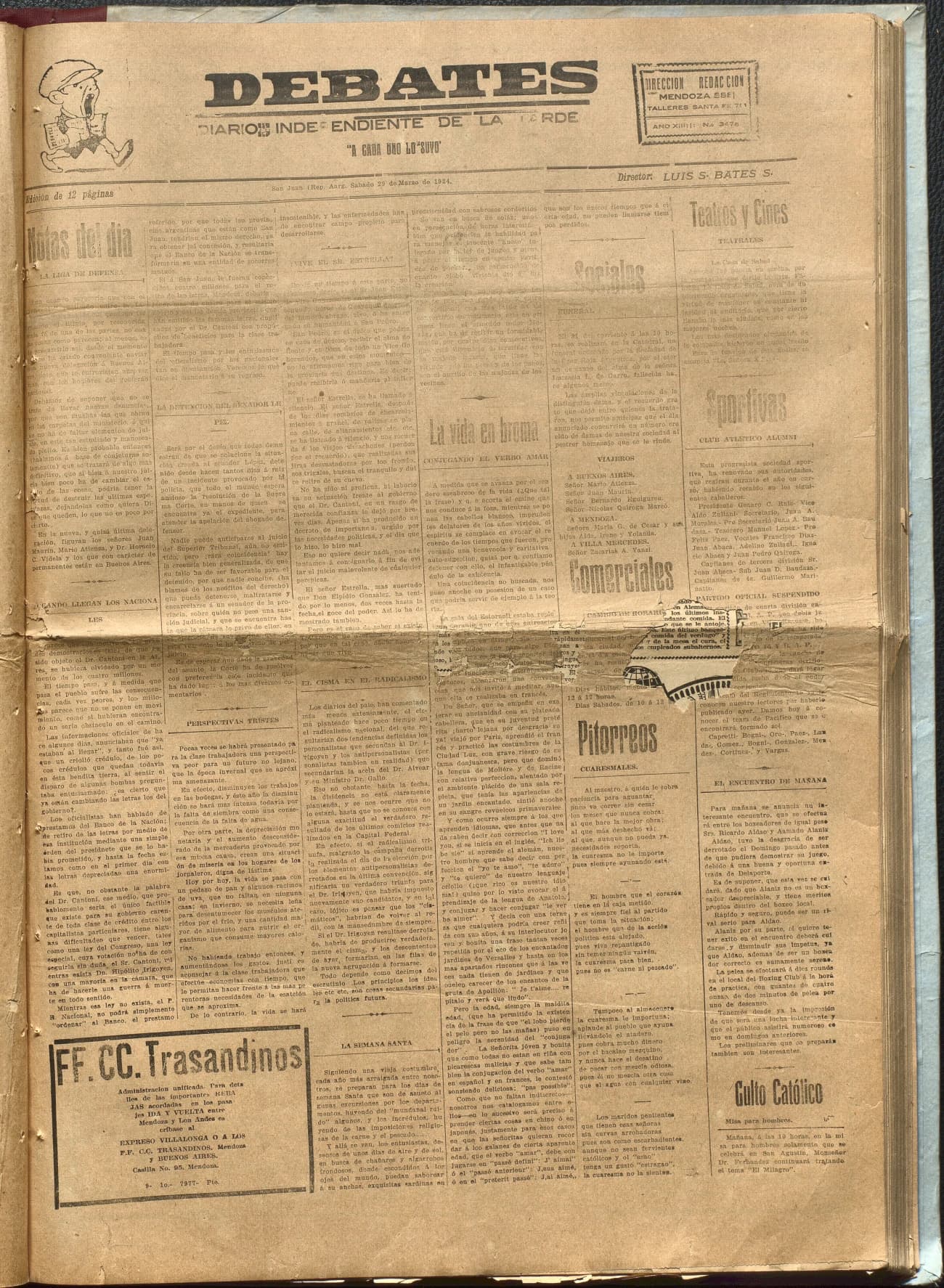 Portada · Diario Debates del 29 de marzo de 1924