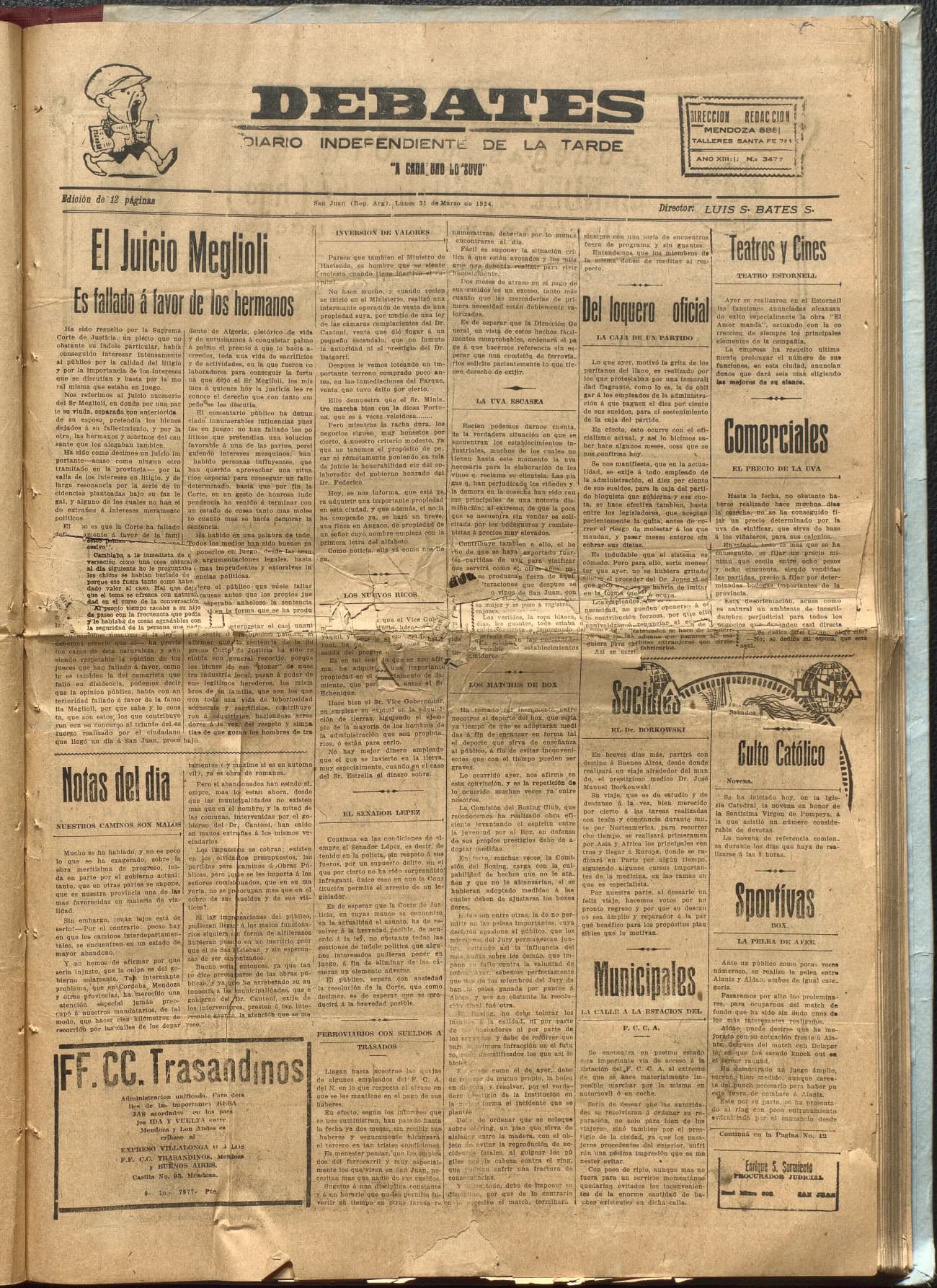 Portada · Diario Debates del 31 de marzo de 1924