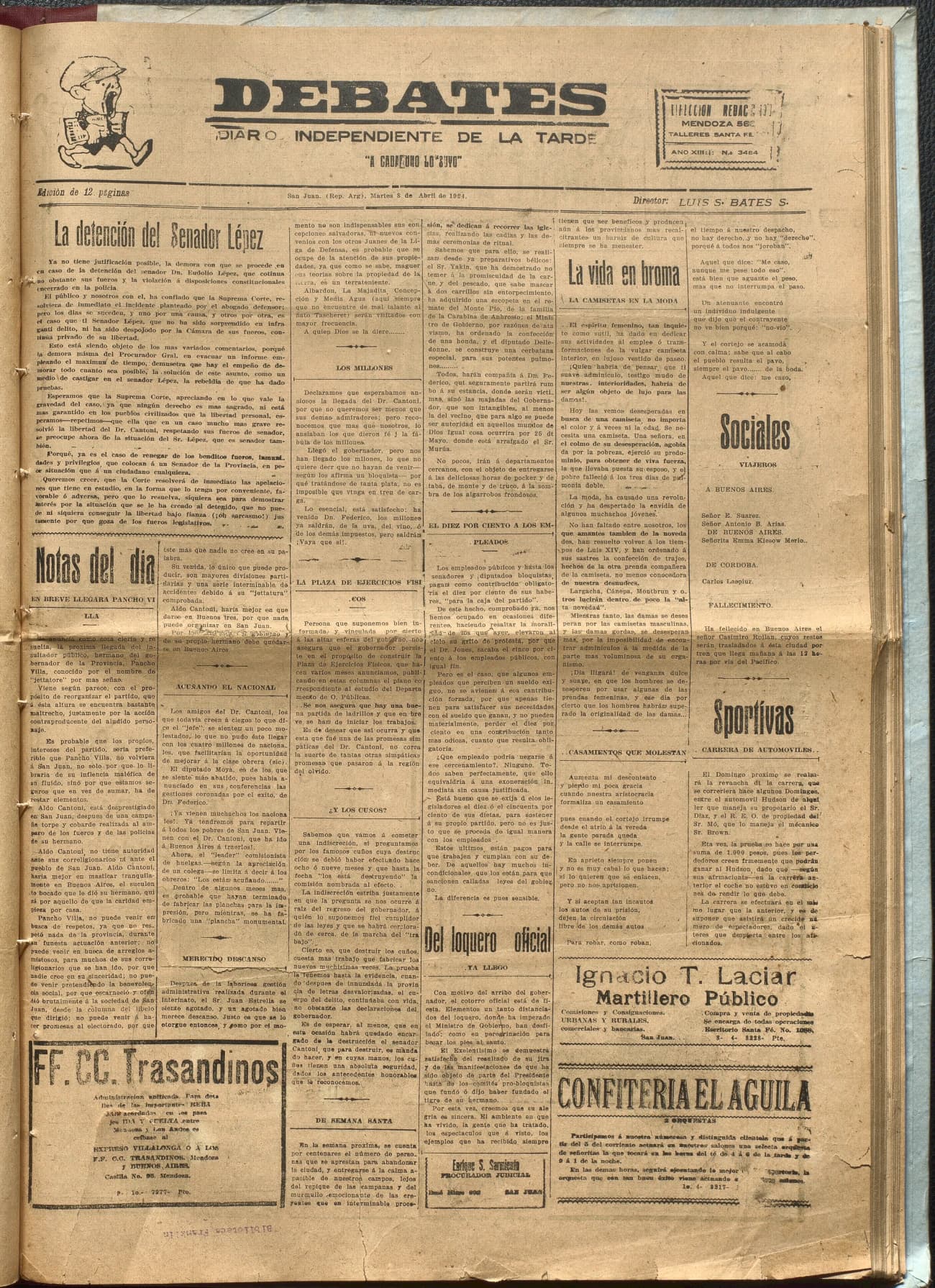 Portada · Diario Debates del 8 de abril de 1924
