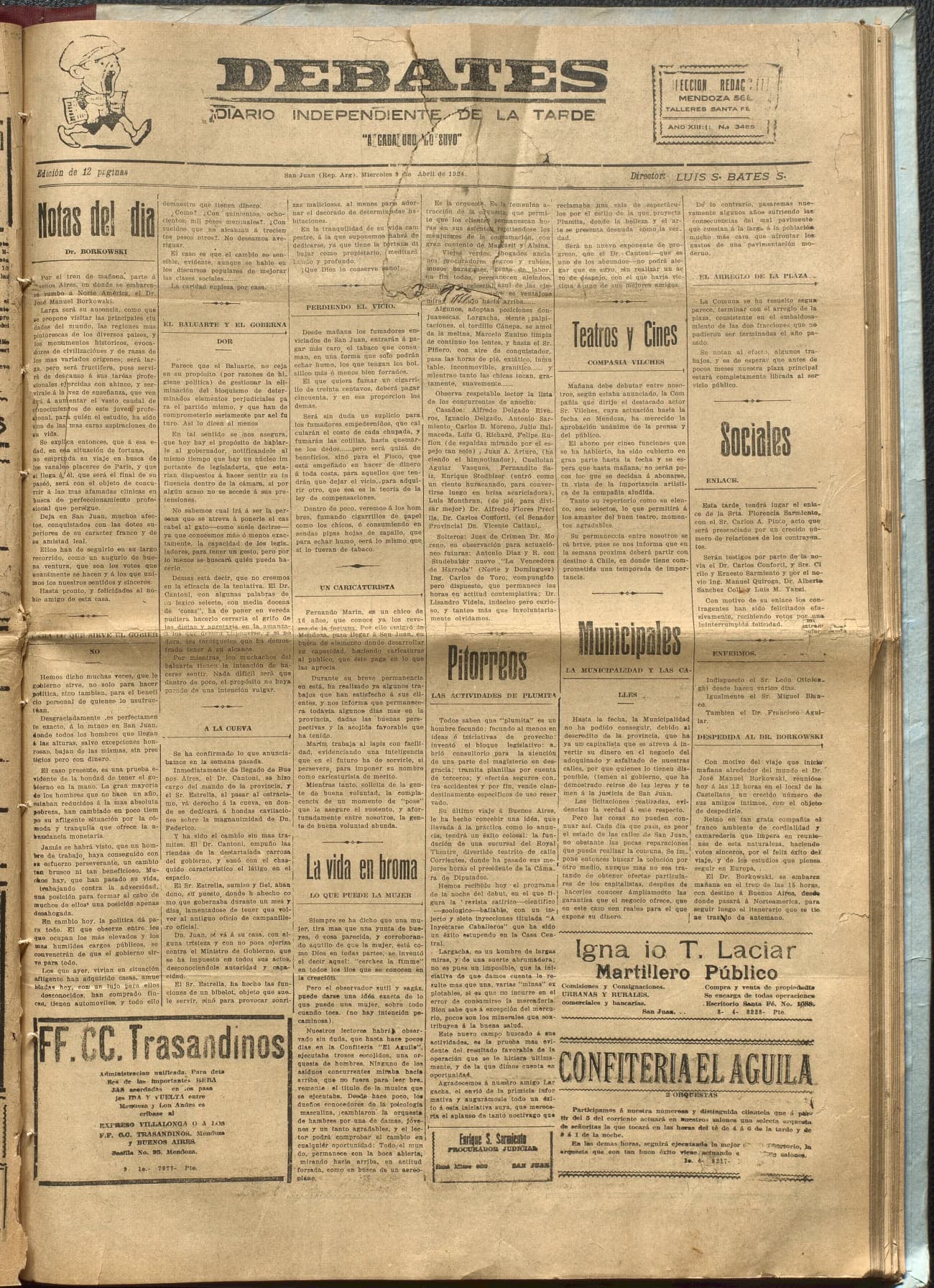 Portada · Diario Debates del 9 de abril de 1924