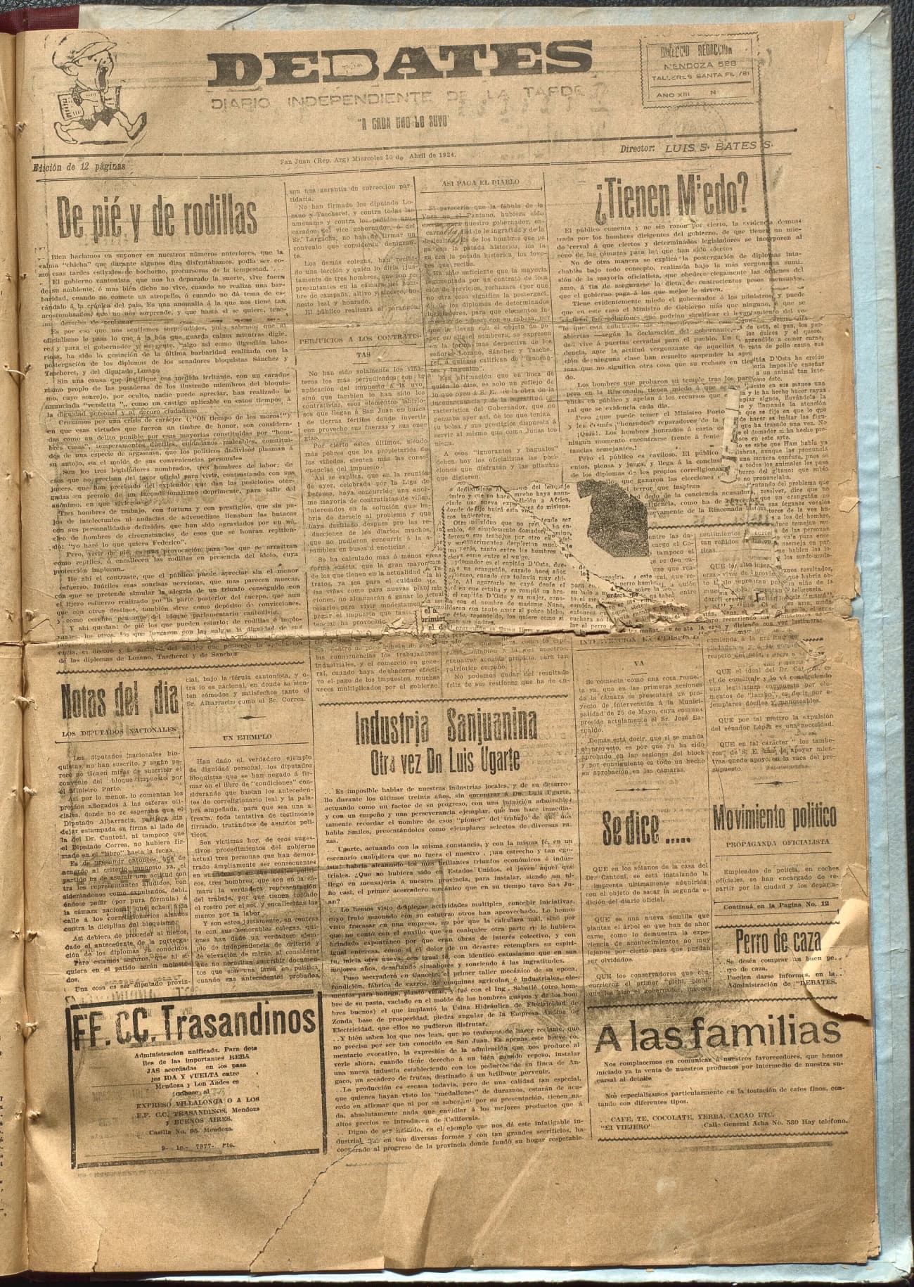 Portada · Diario Debates del 30 de abril de 1924