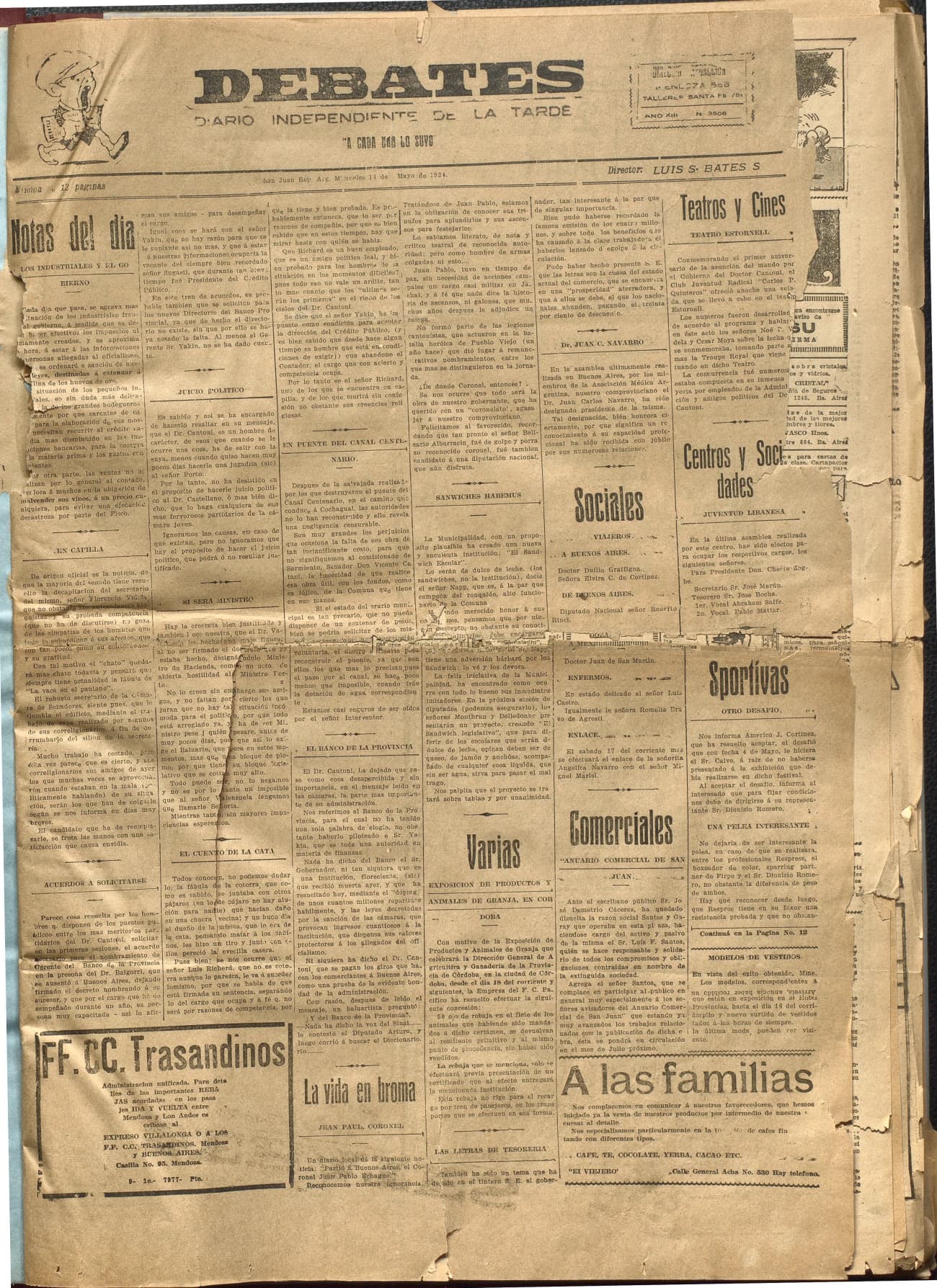 Portada · Diario Debates del 14 de mayo de 1924